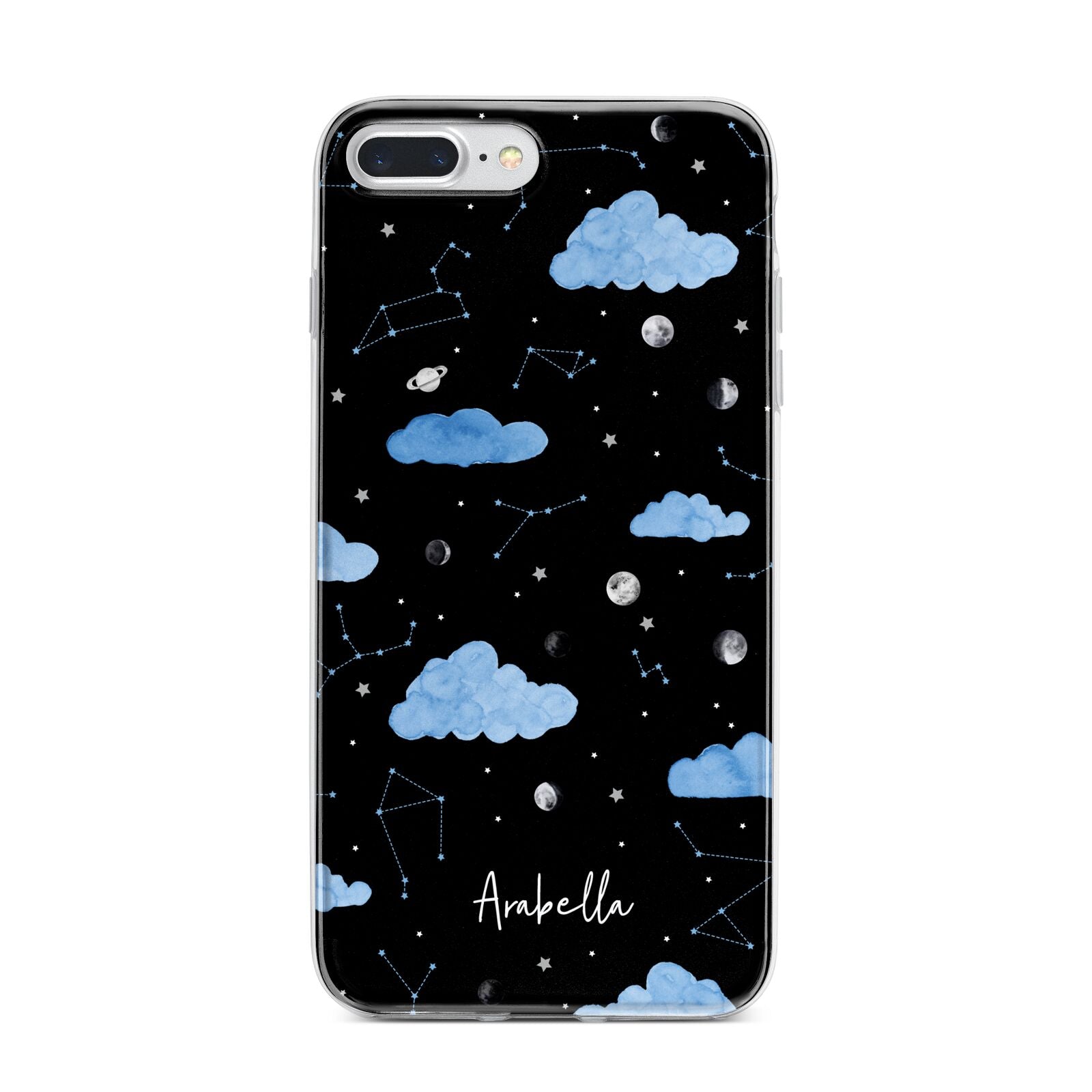Cloudy Night Sky with Name iPhone 7 Plus Bumper Case on Silver iPhone