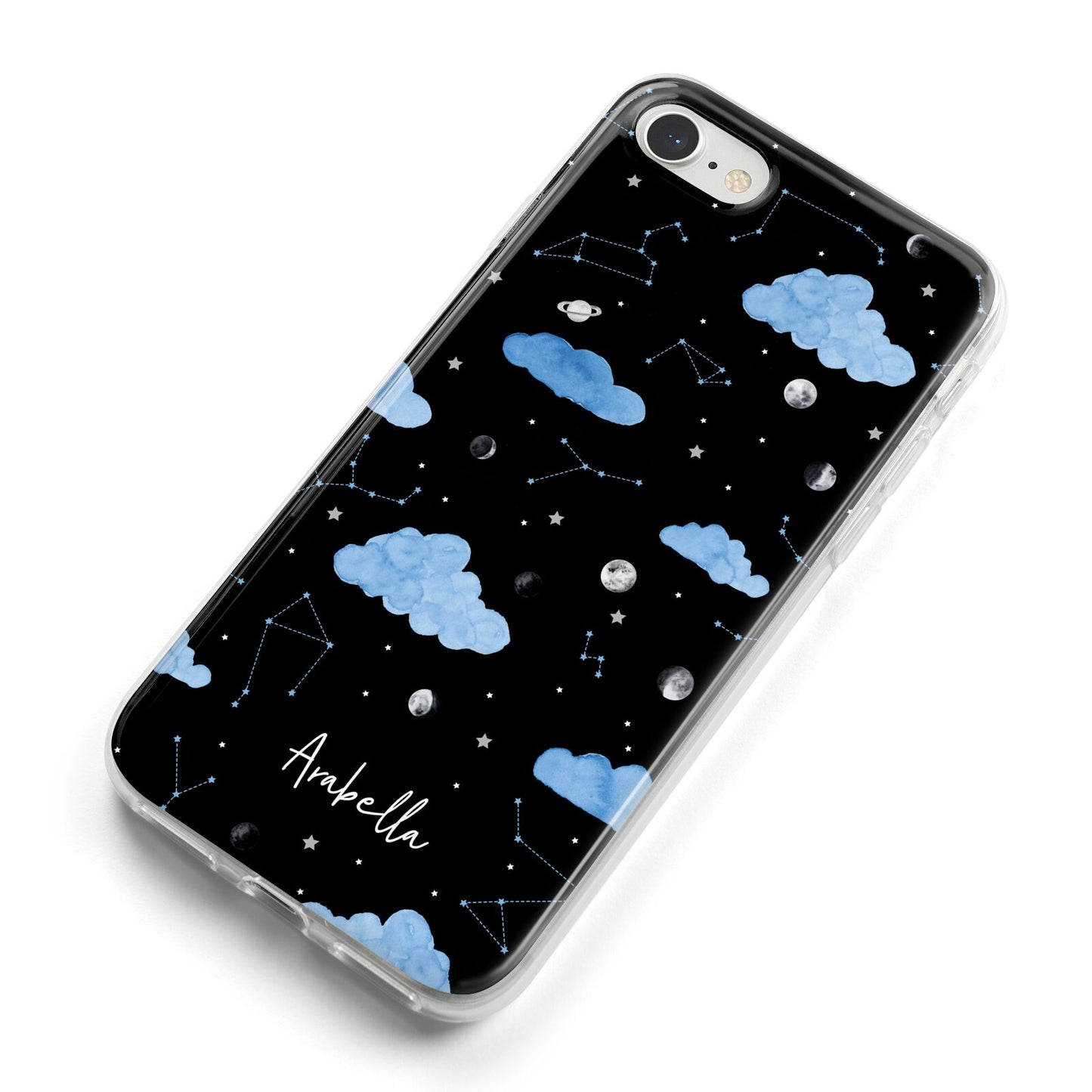 Cloudy Night Sky with Name iPhone 8 Bumper Case on Silver iPhone Alternative Image