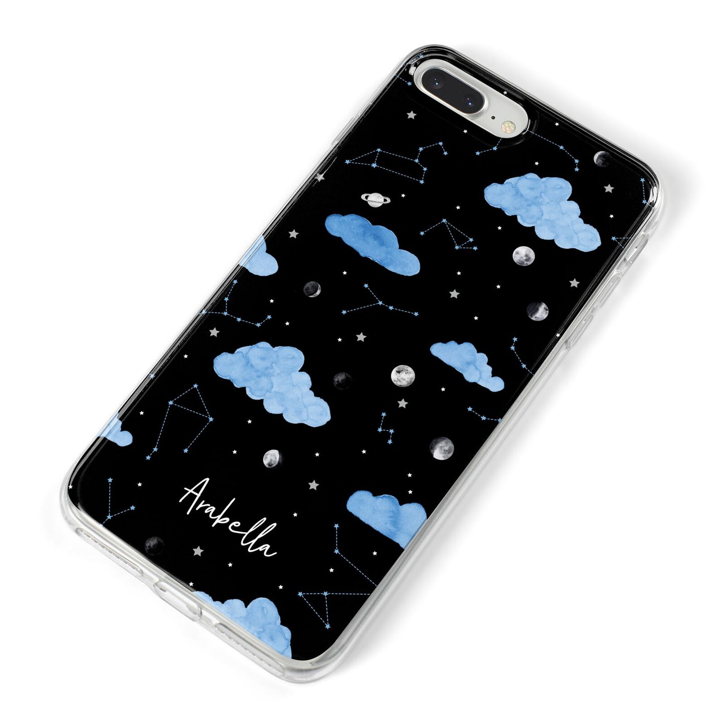 Cloudy Night Sky with Name iPhone 8 Plus Bumper Case on Silver iPhone Alternative Image