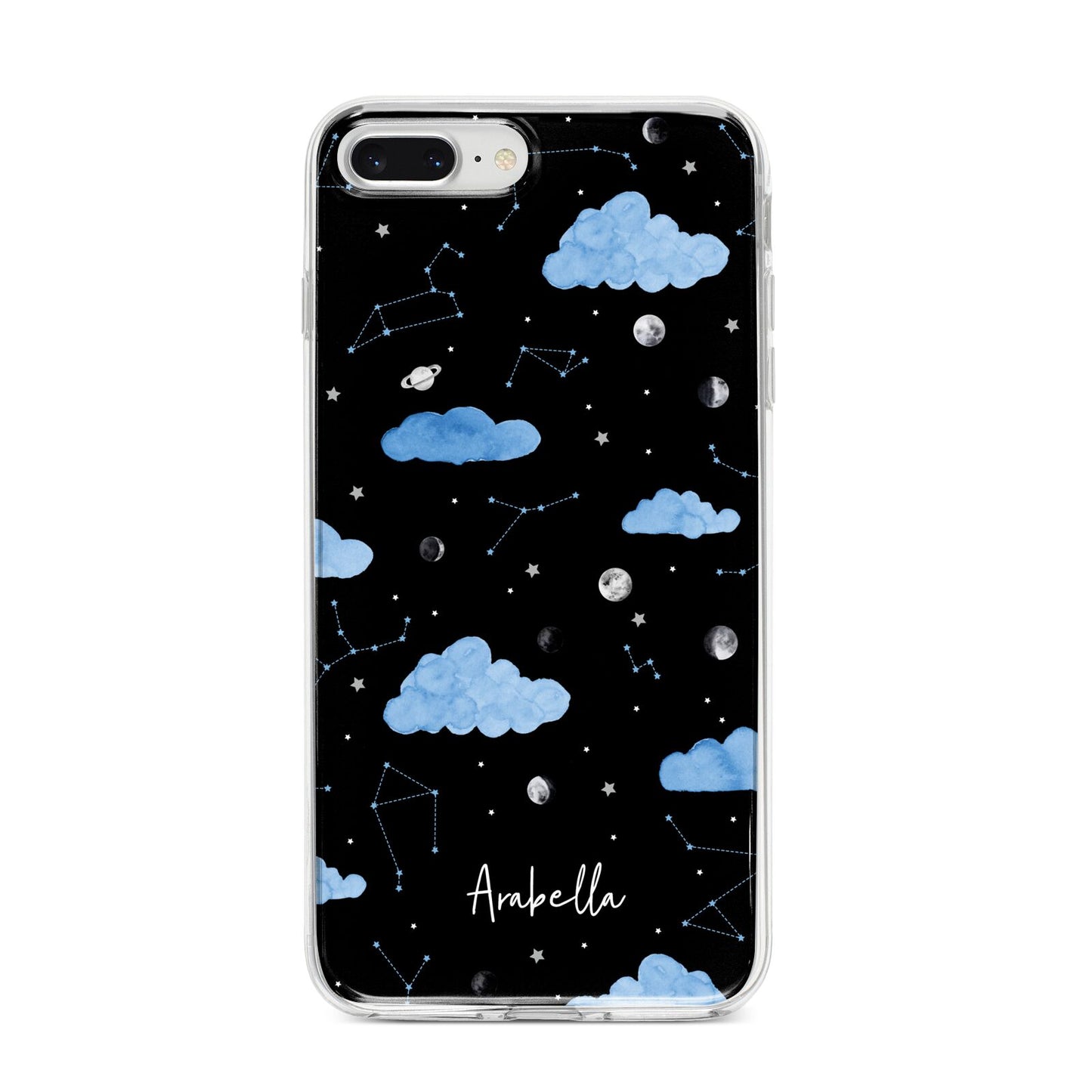 Cloudy Night Sky with Name iPhone 8 Plus Bumper Case on Silver iPhone