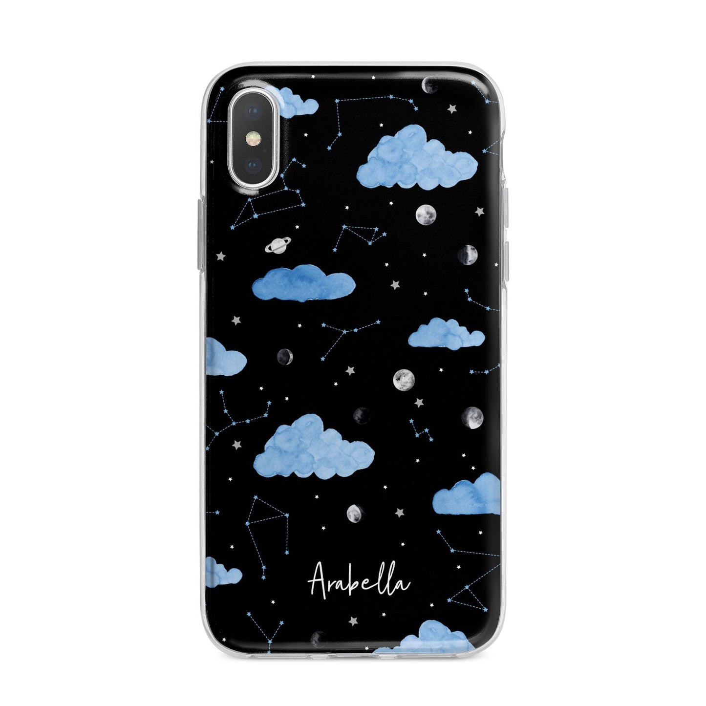 Cloudy Night Sky with Name iPhone X Bumper Case on Silver iPhone Alternative Image 1