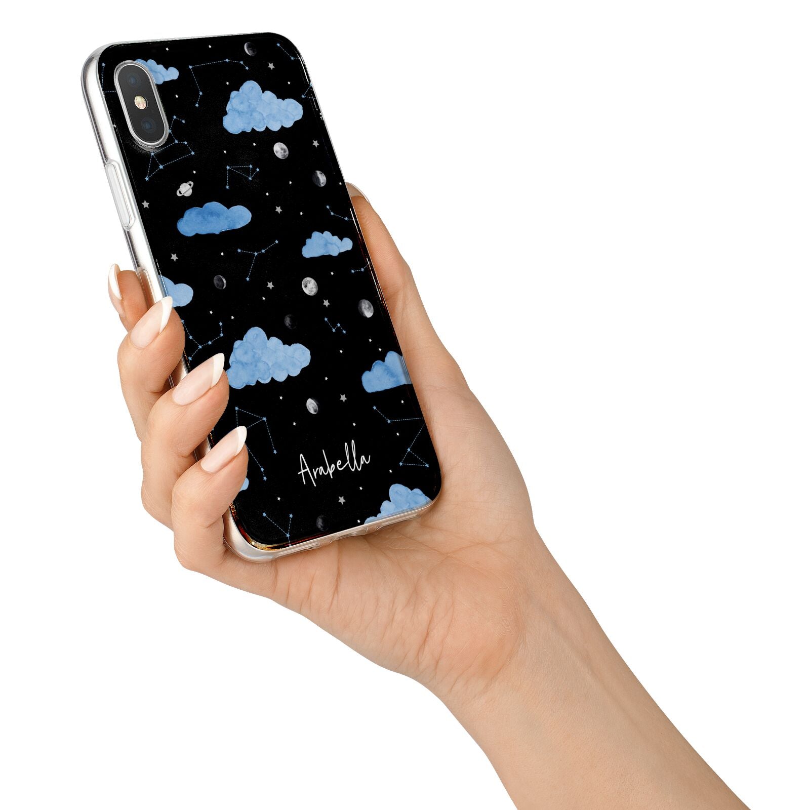 Cloudy Night Sky with Name iPhone X Bumper Case on Silver iPhone Alternative Image 2