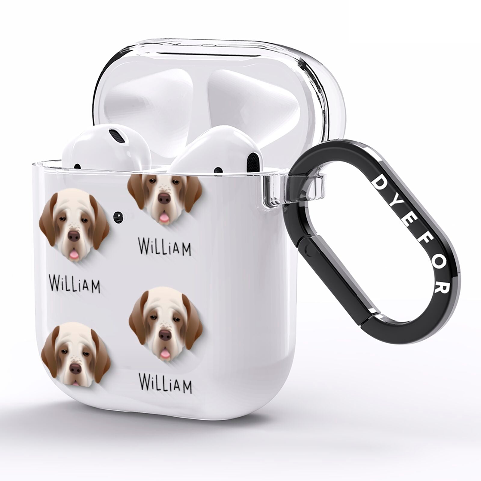 Clumber Spaniel Icon with Name AirPods Clear Case Side Image