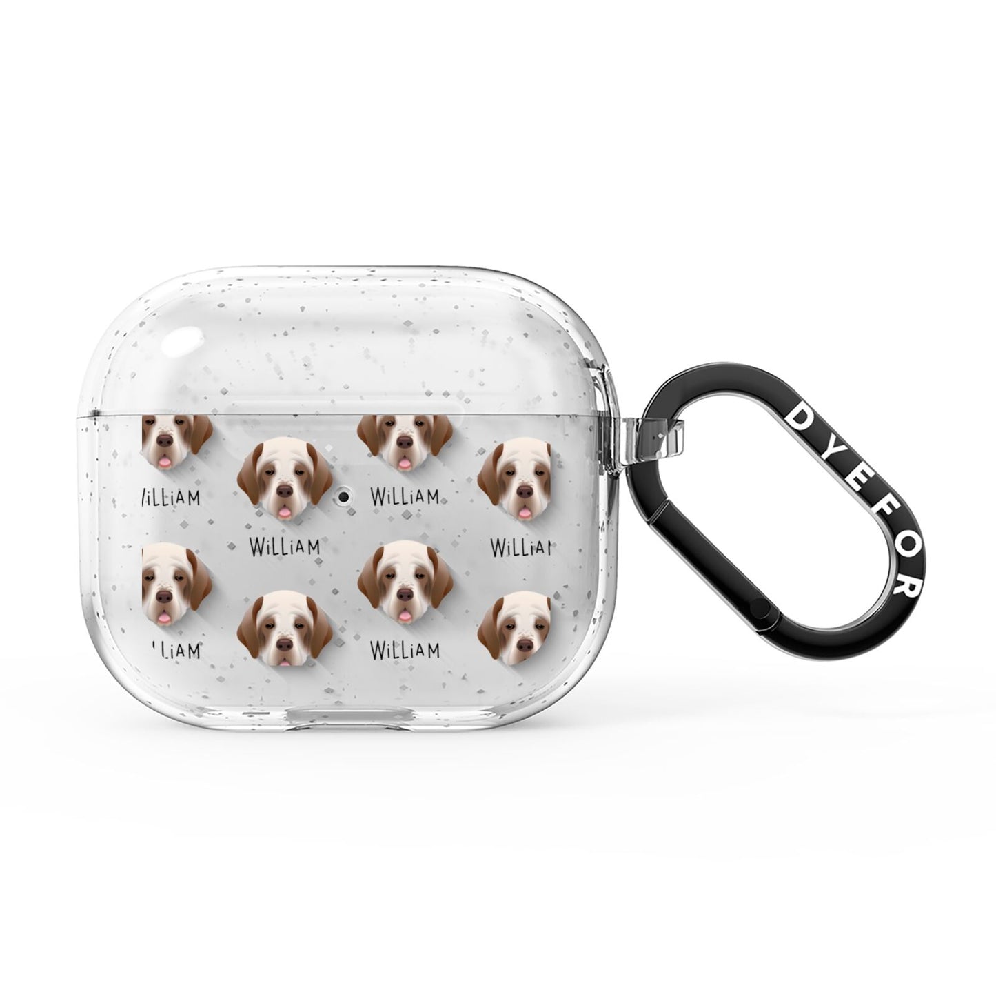 Clumber Spaniel Icon with Name AirPods Glitter Case 3rd Gen