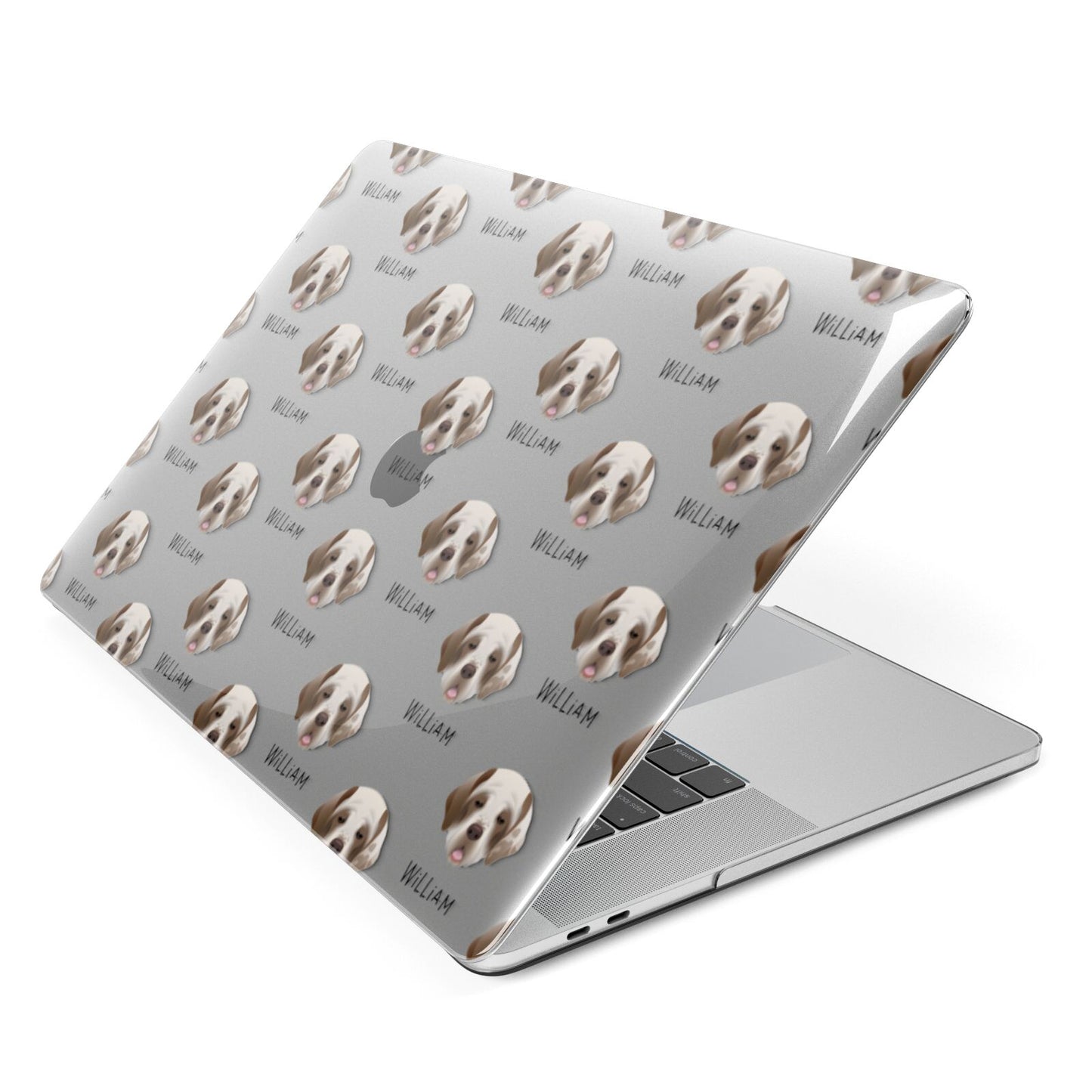 Clumber Spaniel Icon with Name Apple MacBook Case Side View
