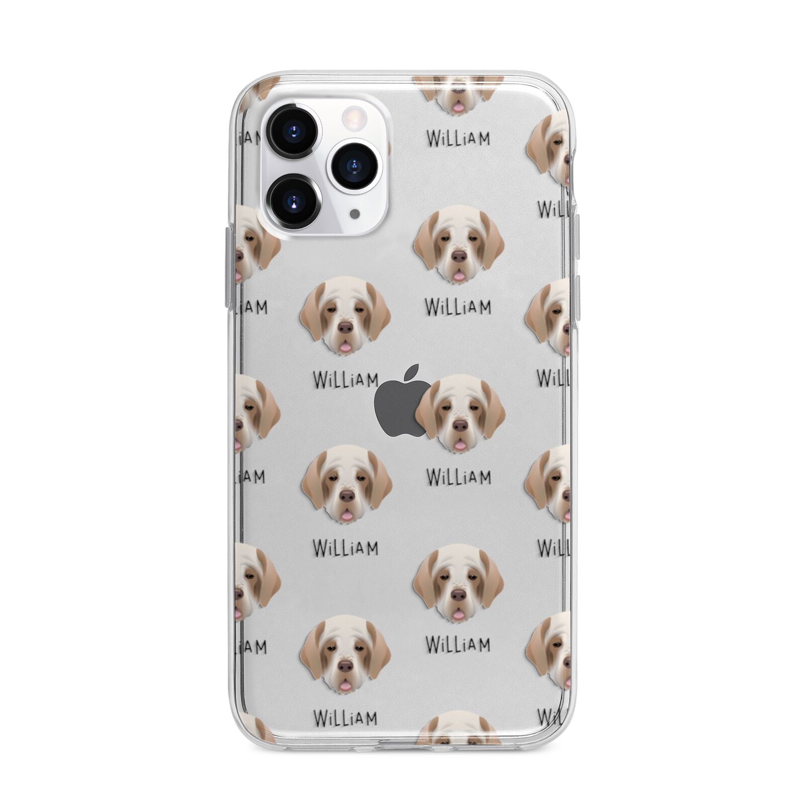 Clumber Spaniel Icon with Name Apple iPhone 11 Pro Max in Silver with Bumper Case