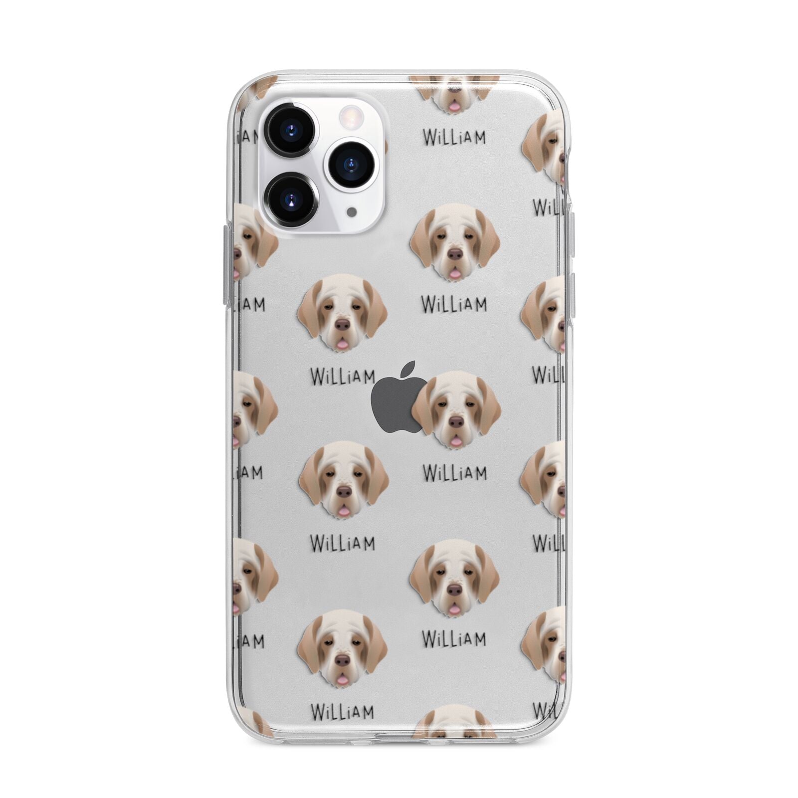 Clumber Spaniel Icon with Name Apple iPhone 11 Pro in Silver with Bumper Case