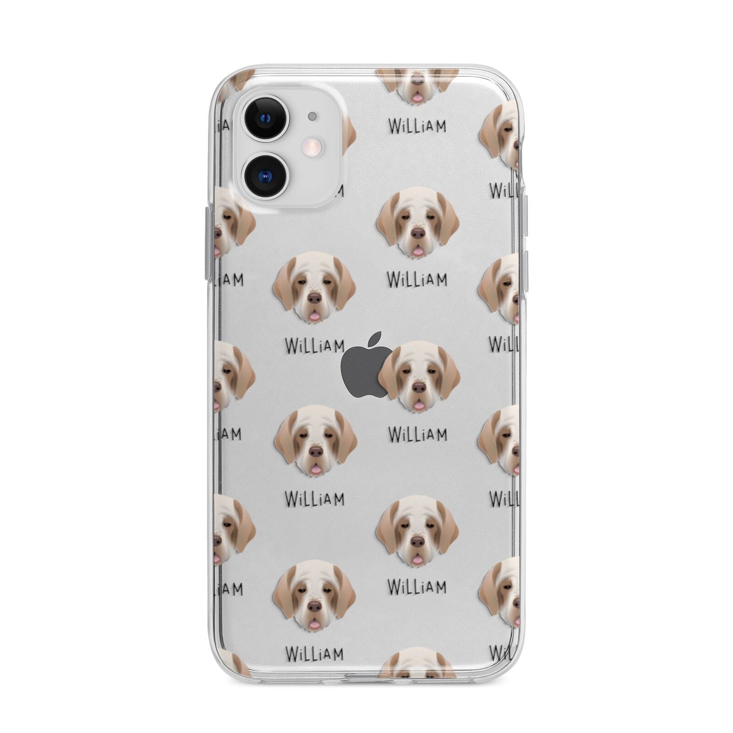 Clumber Spaniel Icon with Name Apple iPhone 11 in White with Bumper Case