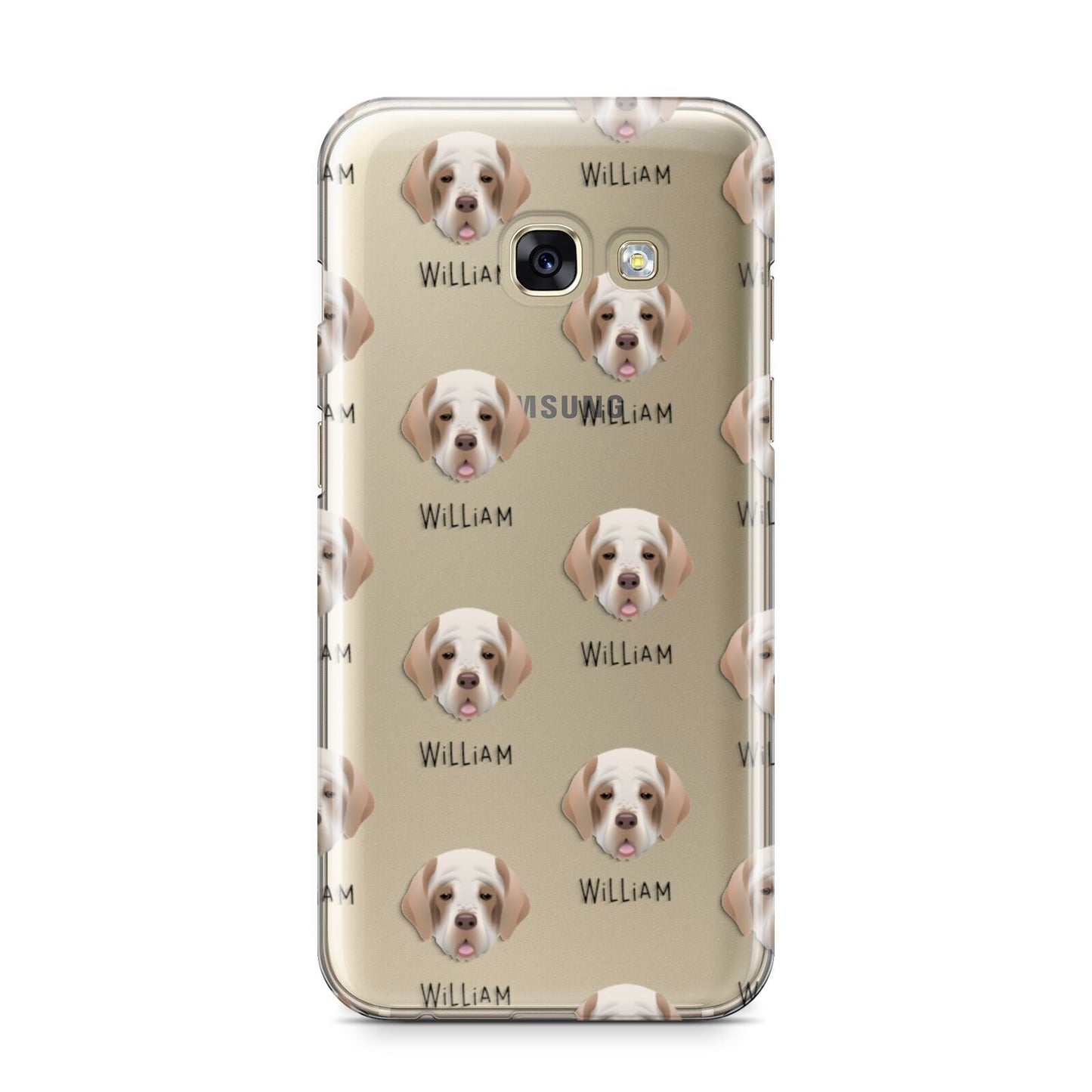 Clumber Spaniel Icon with Name Samsung Galaxy A3 2017 Case on gold phone
