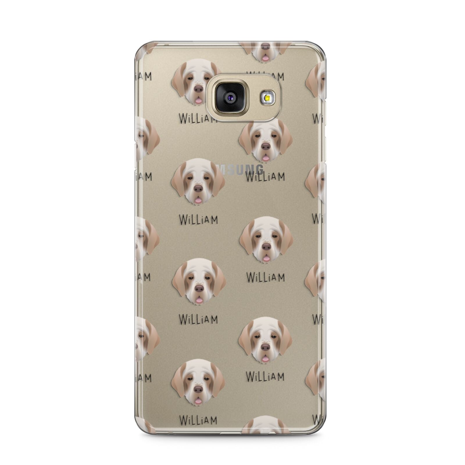 Clumber Spaniel Icon with Name Samsung Galaxy A5 2016 Case on gold phone