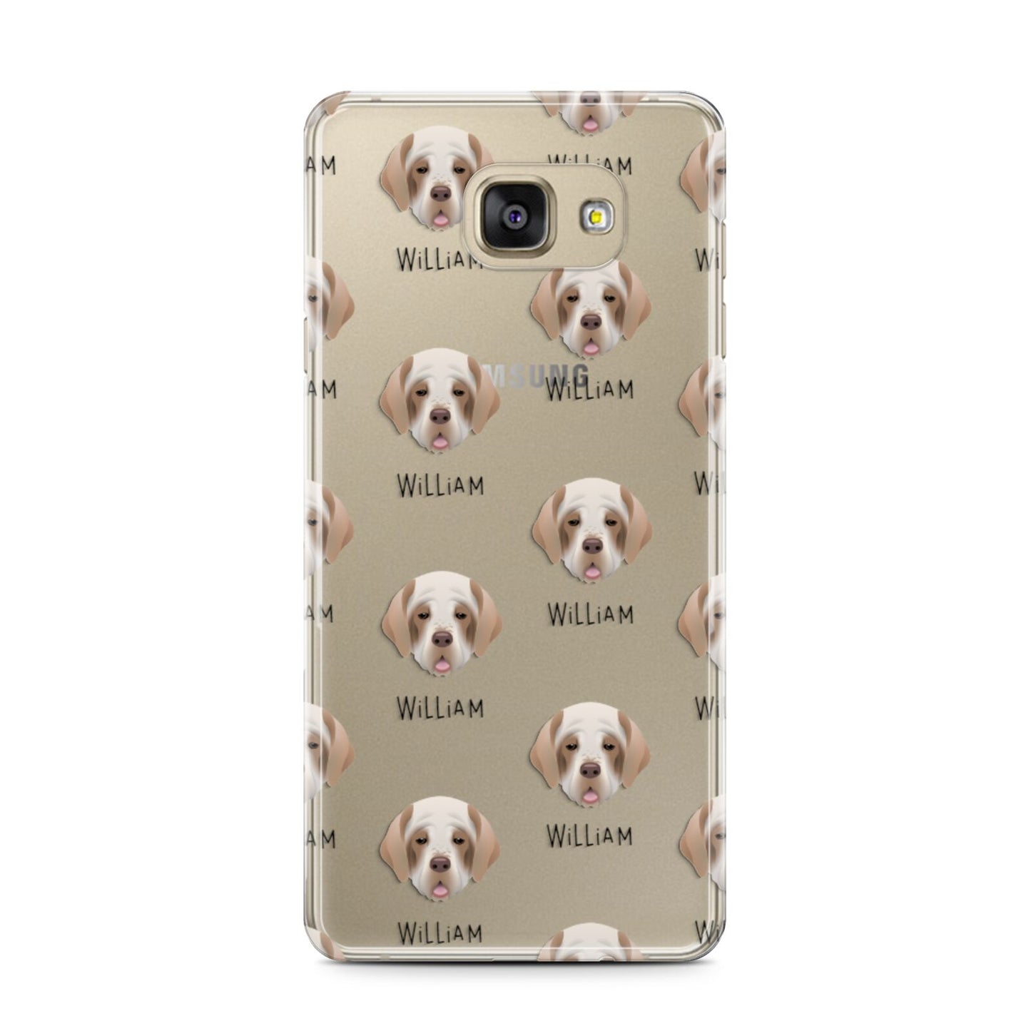 Clumber Spaniel Icon with Name Samsung Galaxy A7 2016 Case on gold phone