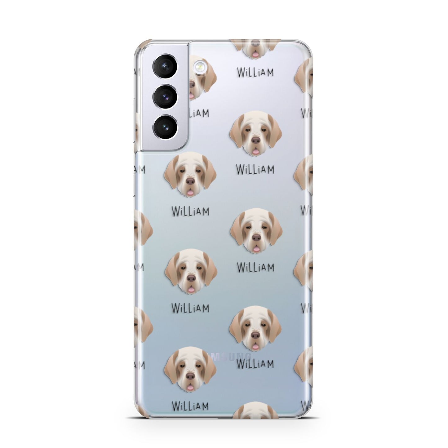 Clumber Spaniel Icon with Name Samsung S21 Plus Phone Case