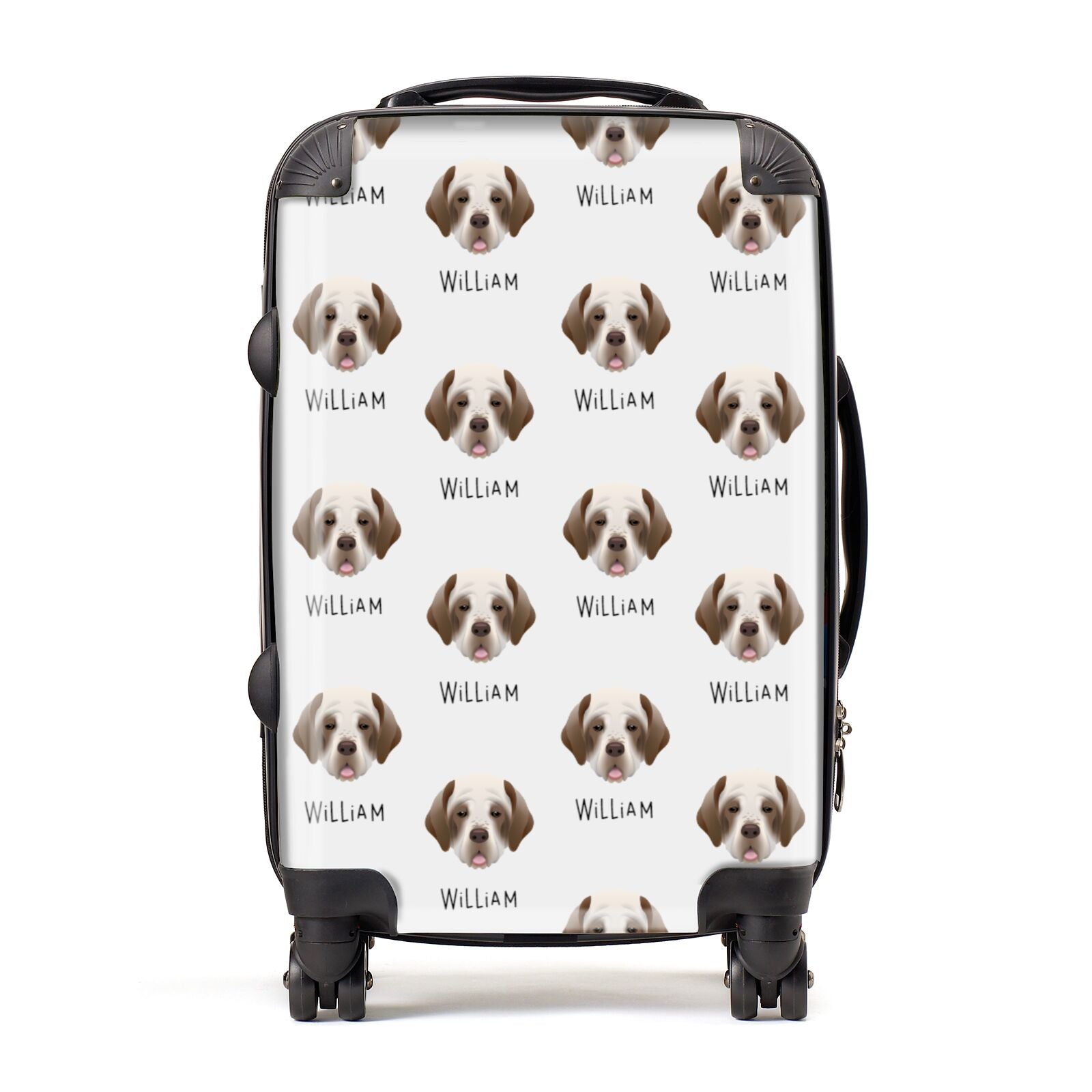 Clumber Spaniel Icon with Name Suitcase