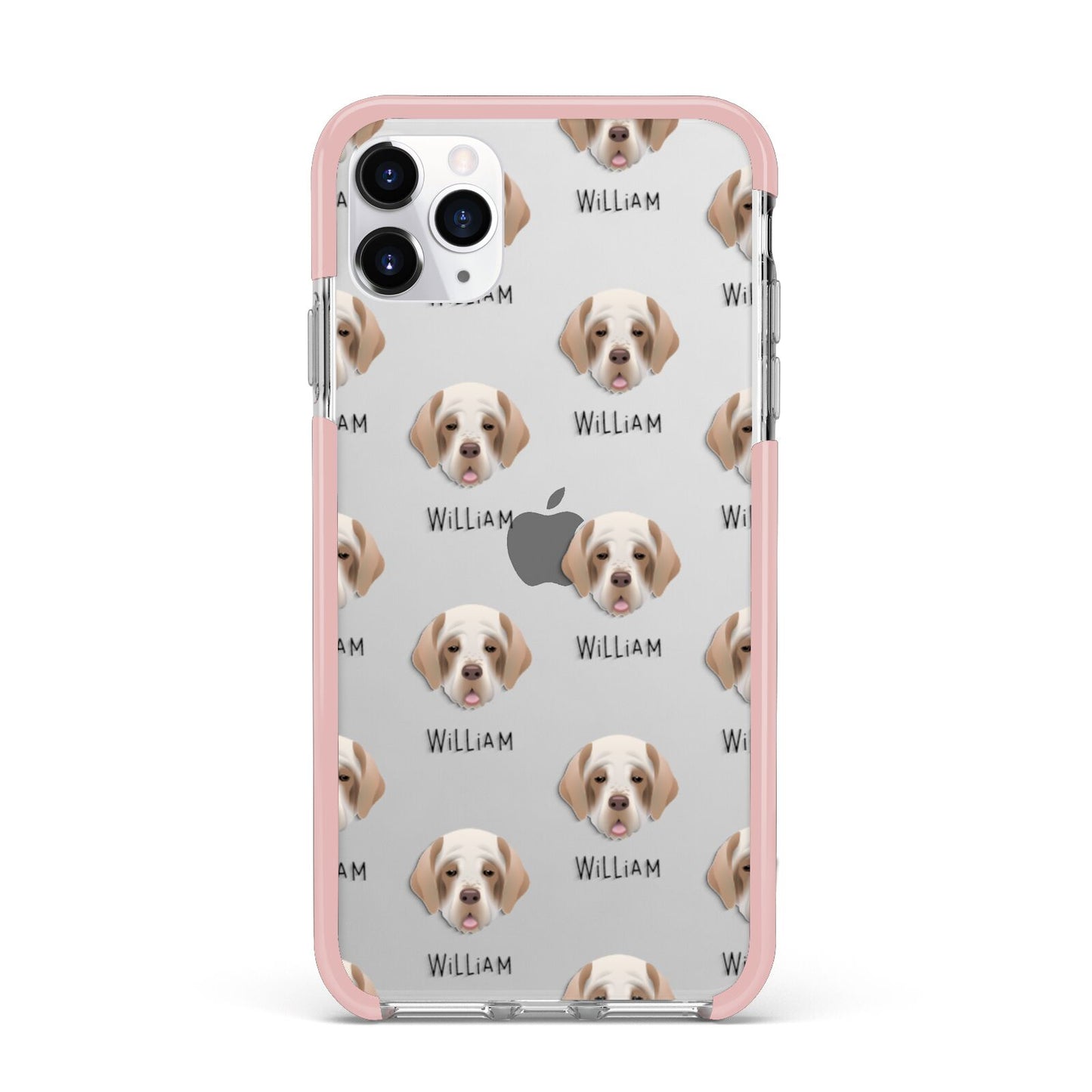 Clumber Spaniel Icon with Name iPhone 11 Pro Max Impact Pink Edge Case