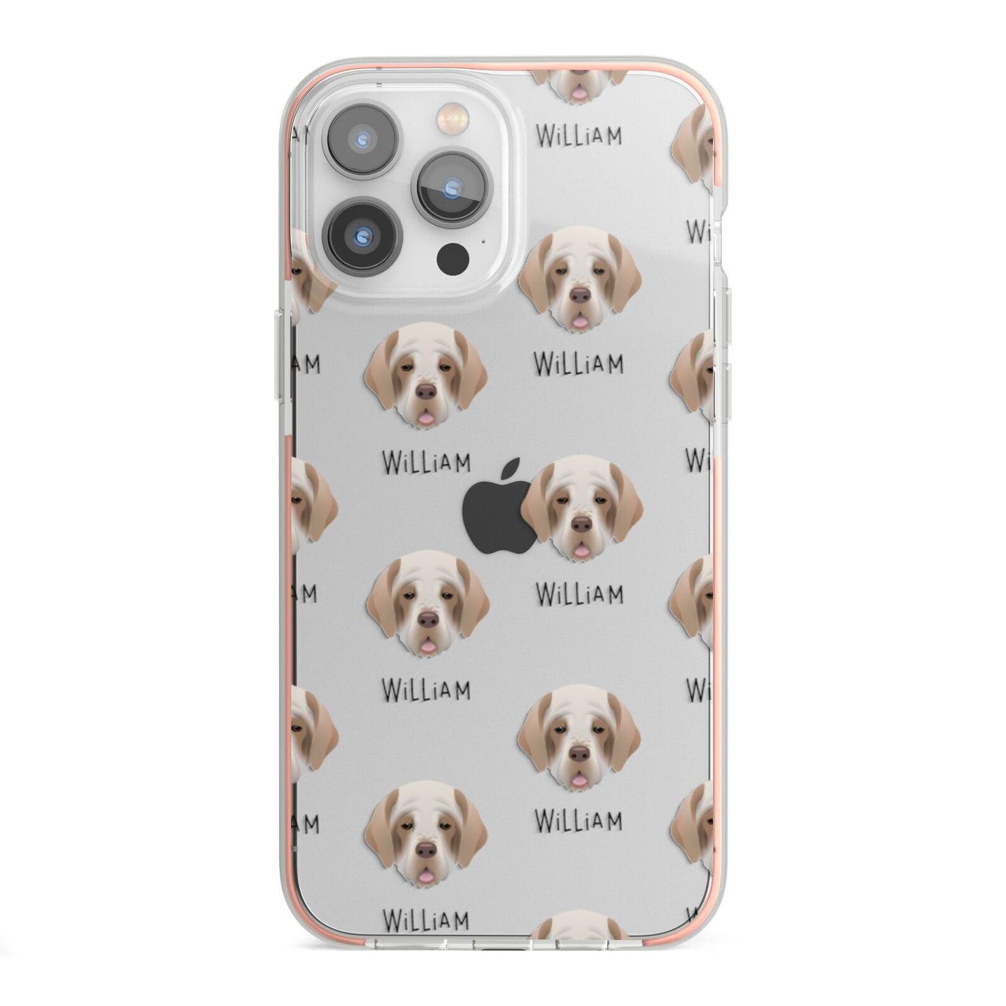Clumber Spaniel Icon with Name iPhone 13 Pro Max TPU Impact Case with Pink Edges