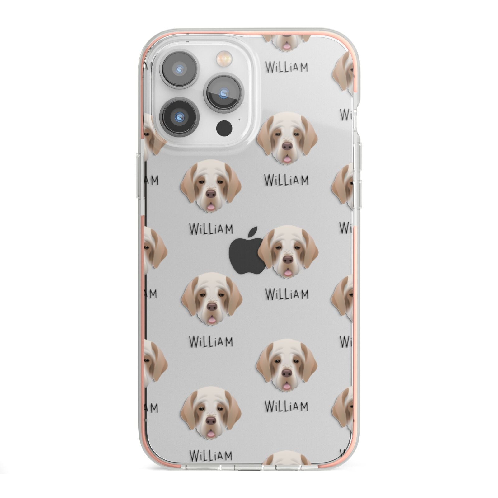 Clumber Spaniel Icon with Name iPhone 13 Pro Max TPU Impact Case with Pink Edges