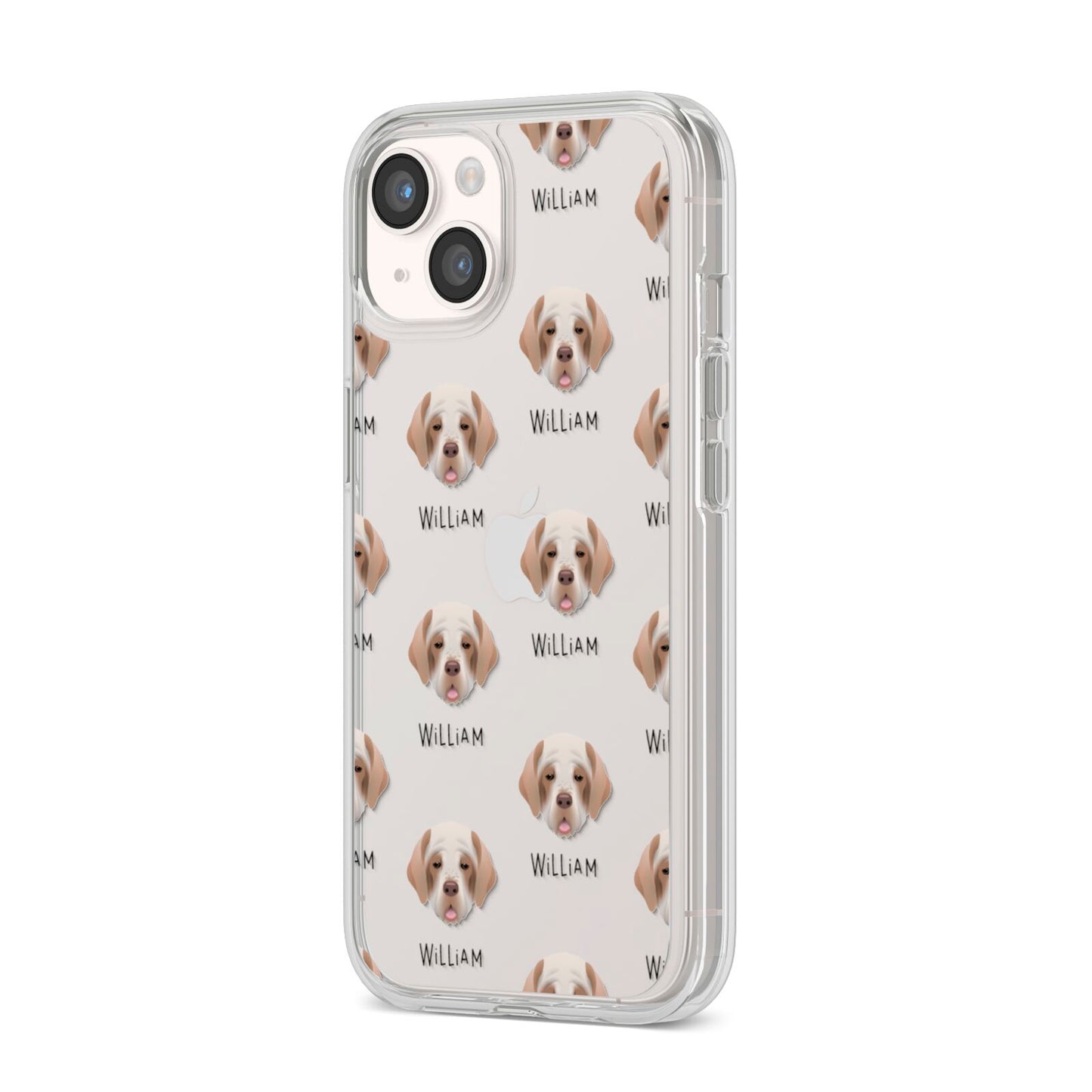Clumber Spaniel Icon with Name iPhone 14 Clear Tough Case Starlight Angled Image