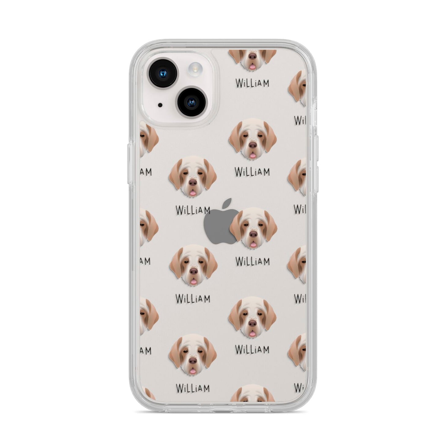 Clumber Spaniel Icon with Name iPhone 14 Plus Clear Tough Case Starlight