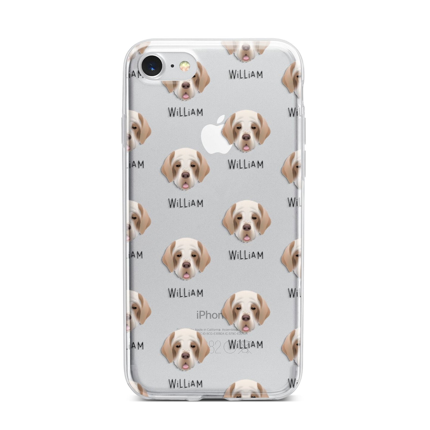 Clumber Spaniel Icon with Name iPhone 7 Bumper Case on Silver iPhone