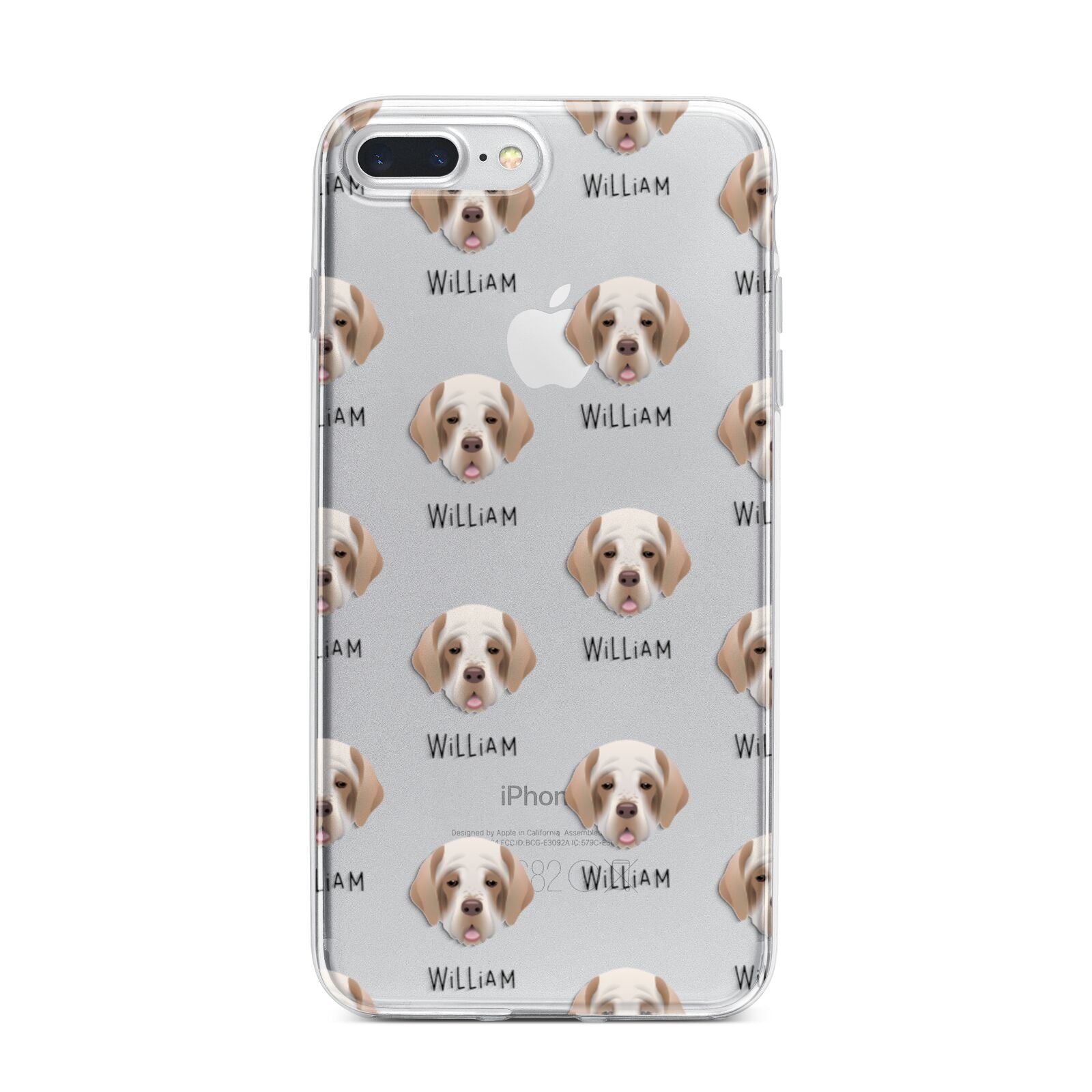 Clumber Spaniel Icon with Name iPhone 7 Plus Bumper Case on Silver iPhone