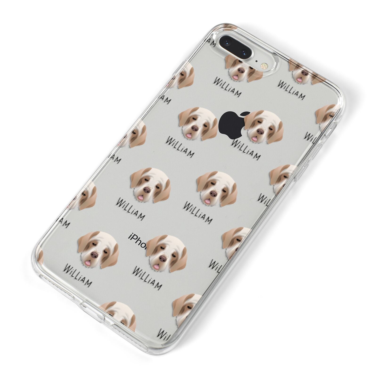 Clumber Spaniel Icon with Name iPhone 8 Plus Bumper Case on Silver iPhone Alternative Image