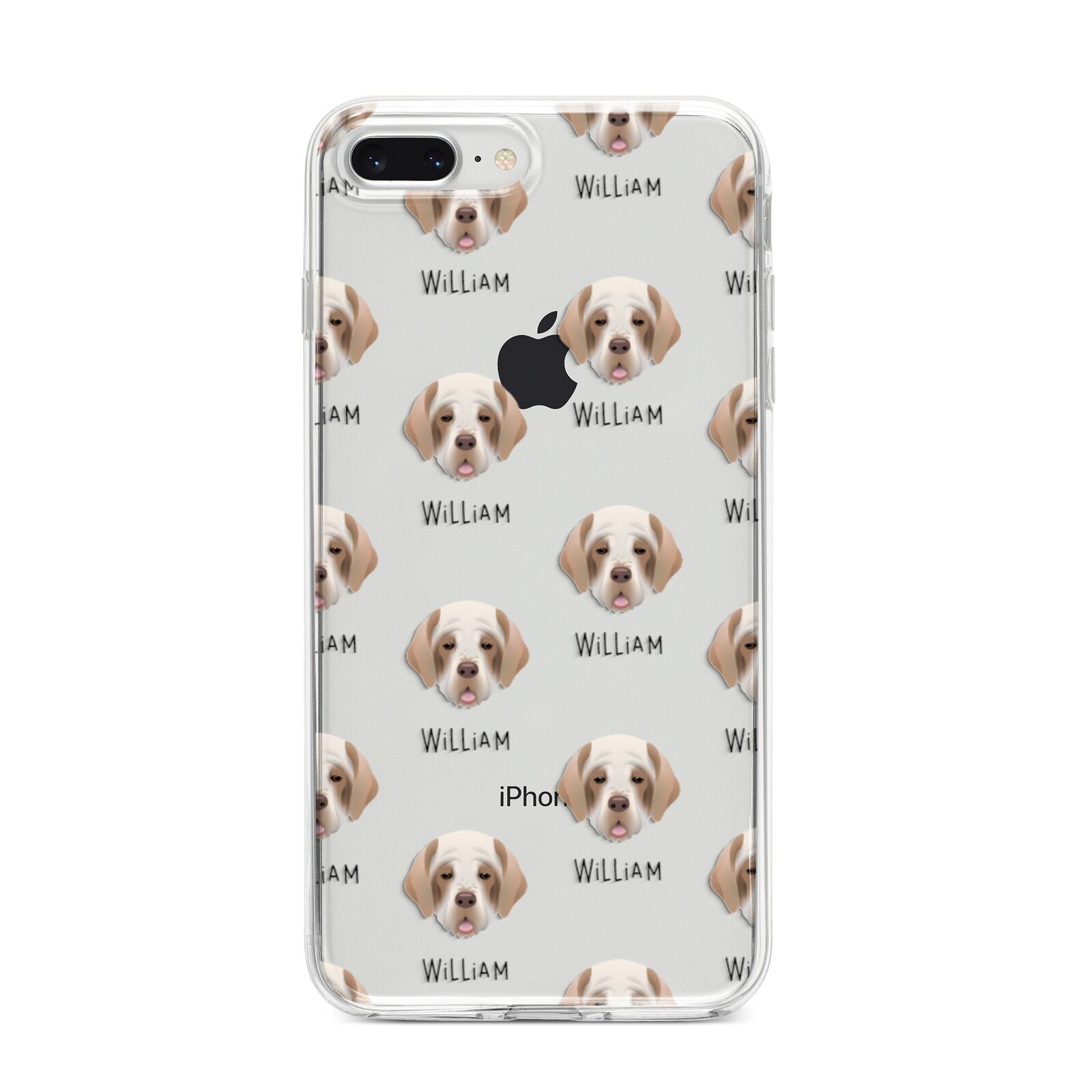 Clumber Spaniel Icon with Name iPhone 8 Plus Bumper Case on Silver iPhone