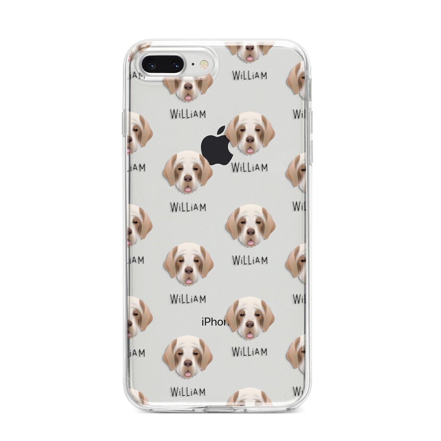 Clumber Spaniel Icon with Name iPhone 8 Plus Bumper Case on Silver iPhone