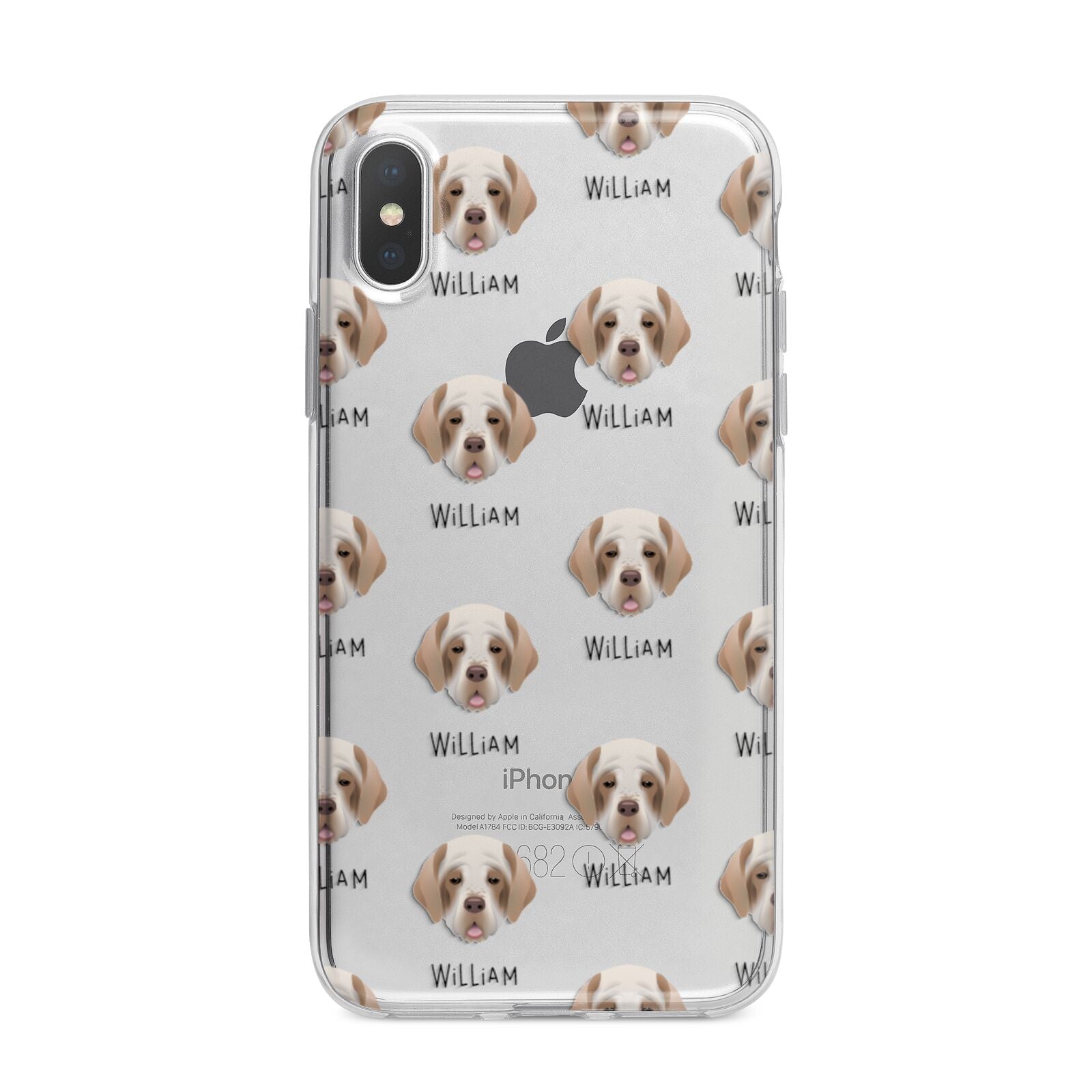 Clumber Spaniel Icon with Name iPhone X Bumper Case on Silver iPhone Alternative Image 1