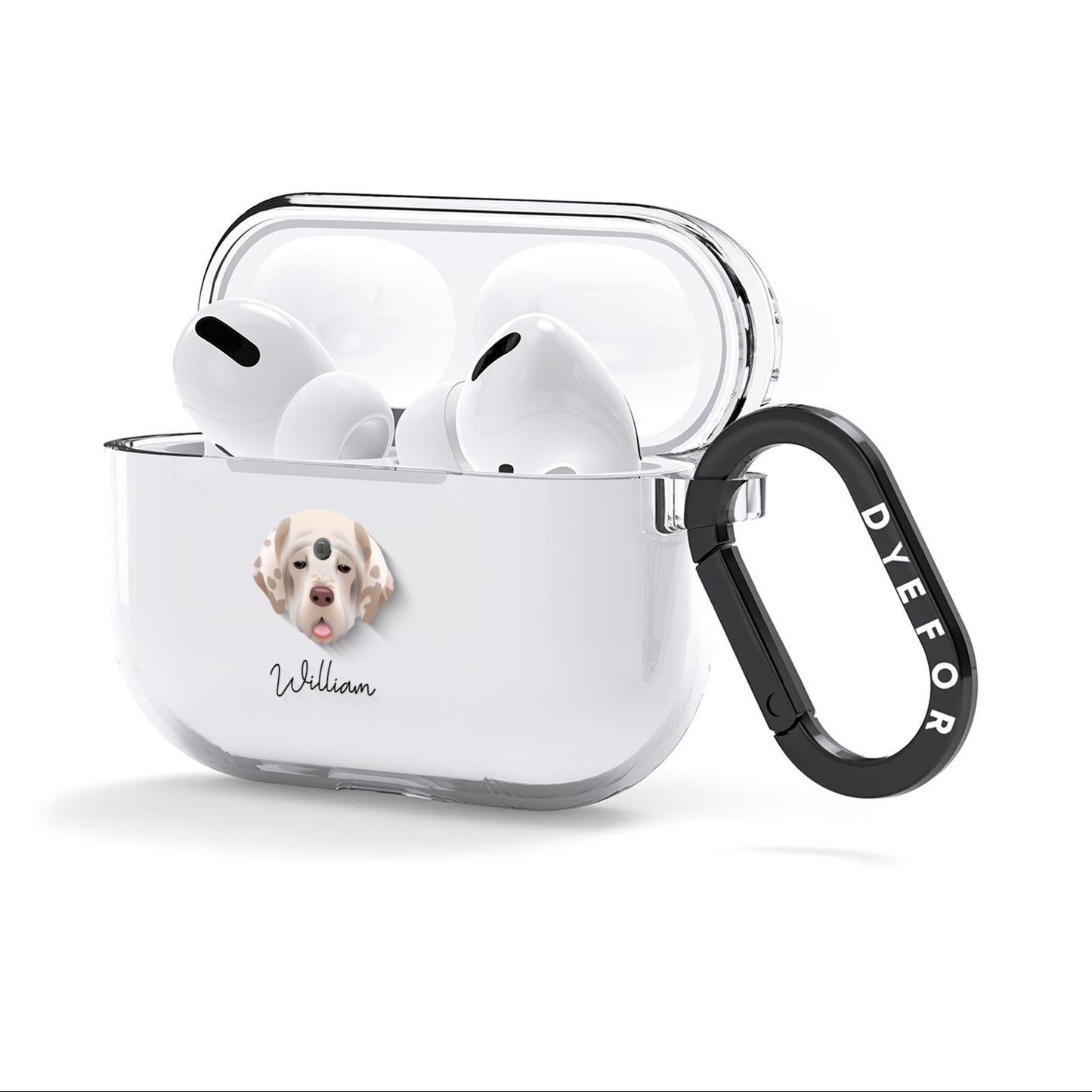 Clumber Spaniel Personalised AirPods Clear Case 3rd Gen Side Image