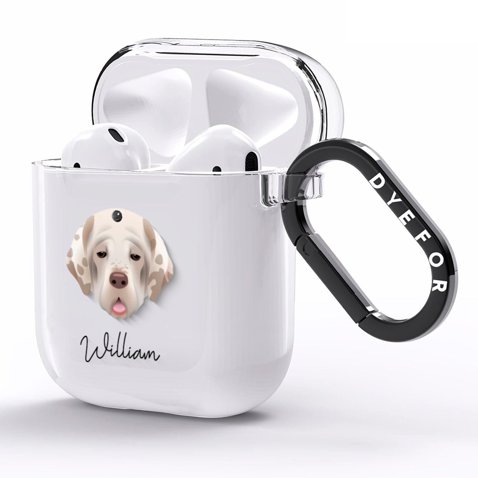 Clumber Spaniel Personalised AirPods Clear Case Side Image