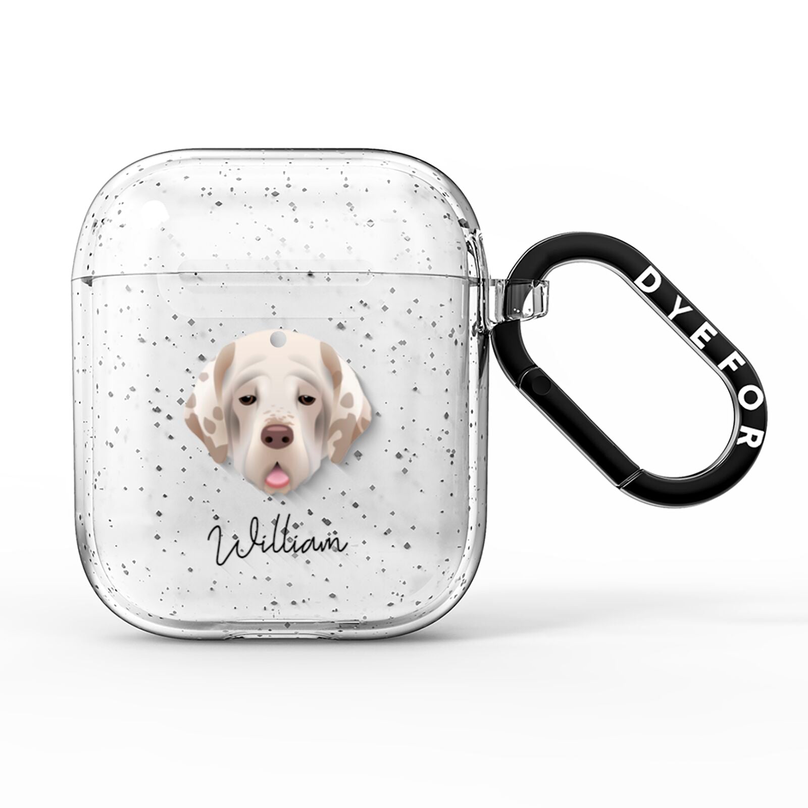 Clumber Spaniel Personalised AirPods Glitter Case