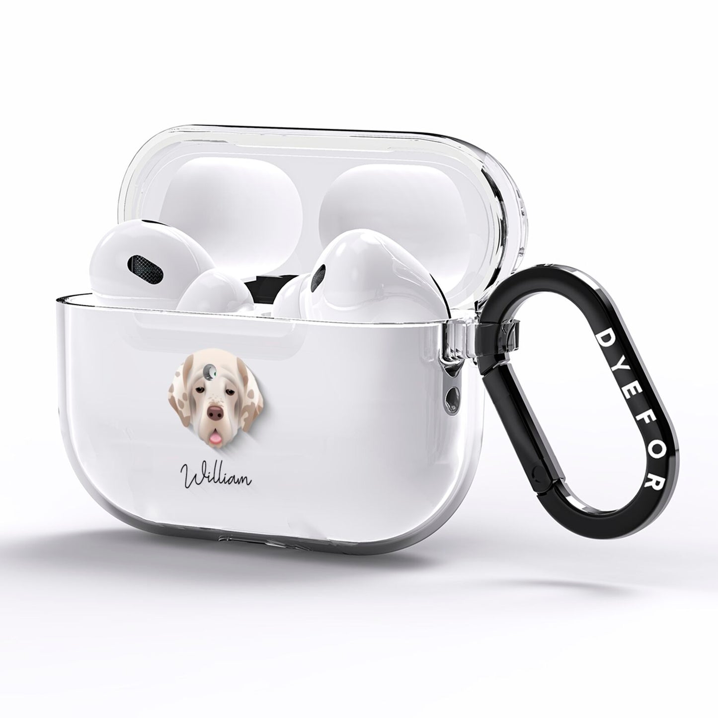 Clumber Spaniel Personalised AirPods Pro Clear Case Side Image