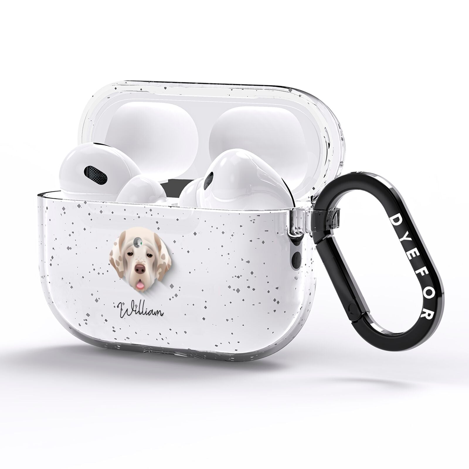 Clumber Spaniel Personalised AirPods Pro Glitter Case Side Image