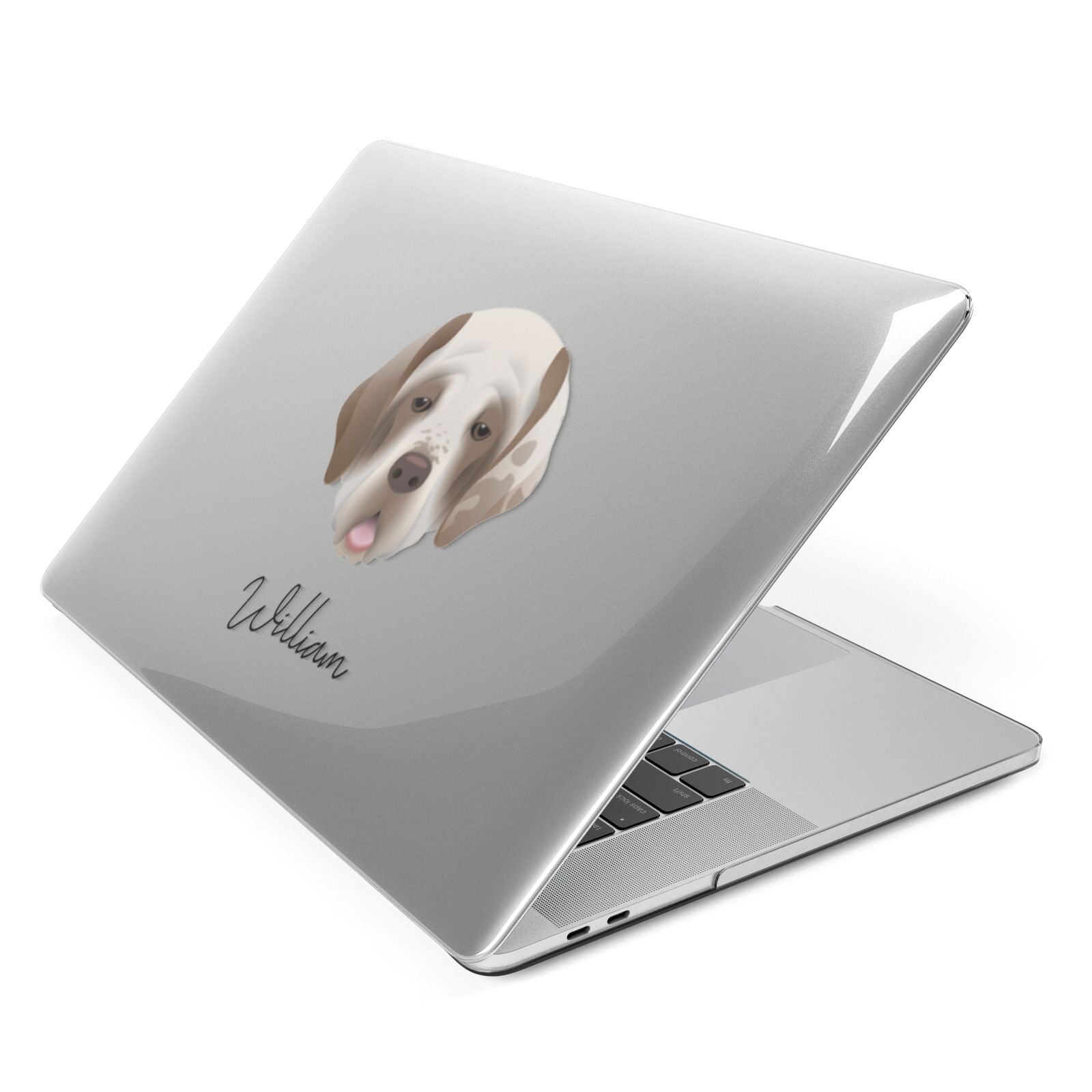 Clumber Spaniel Personalised Apple MacBook Case Side View