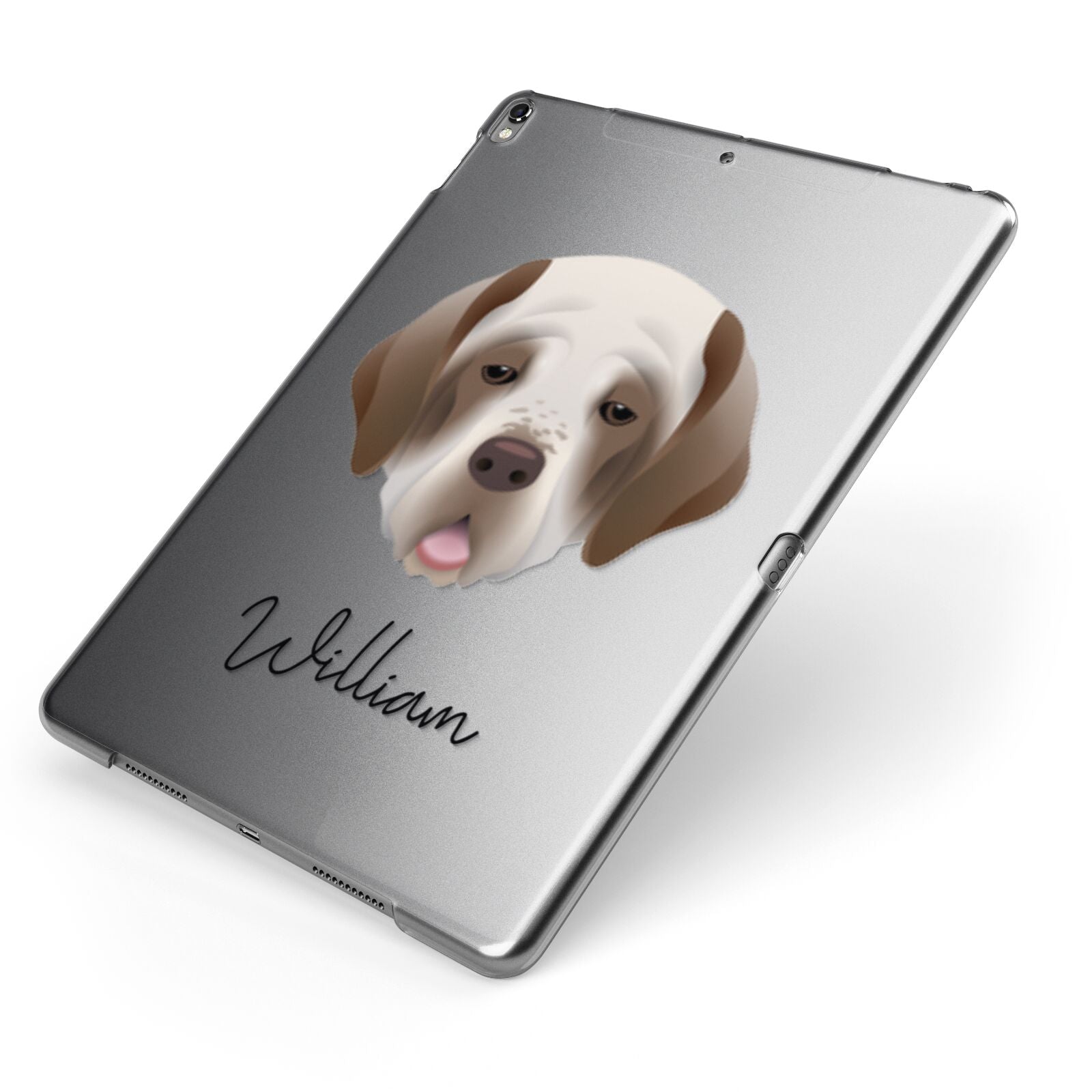 Clumber Spaniel Personalised Apple iPad Case on Grey iPad Side View