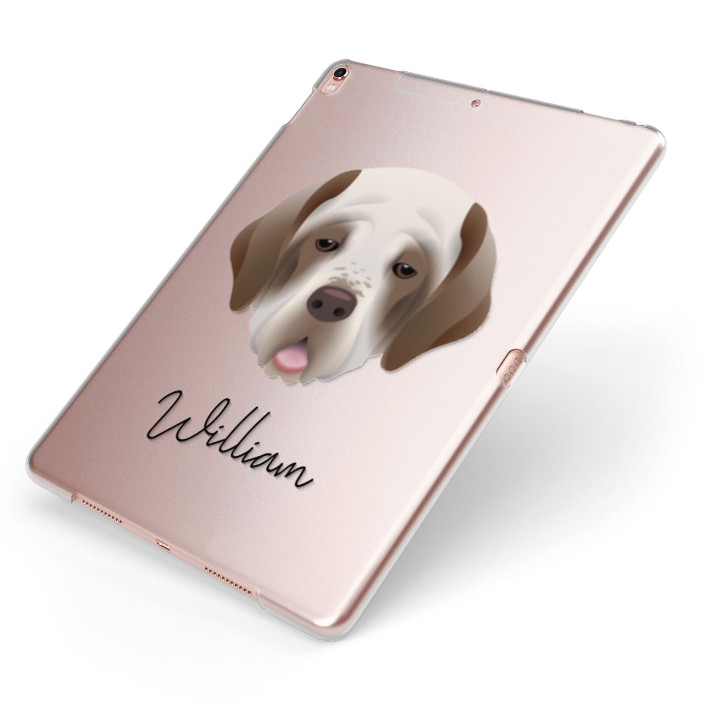 Clumber Spaniel Personalised Apple iPad Case on Rose Gold iPad Side View