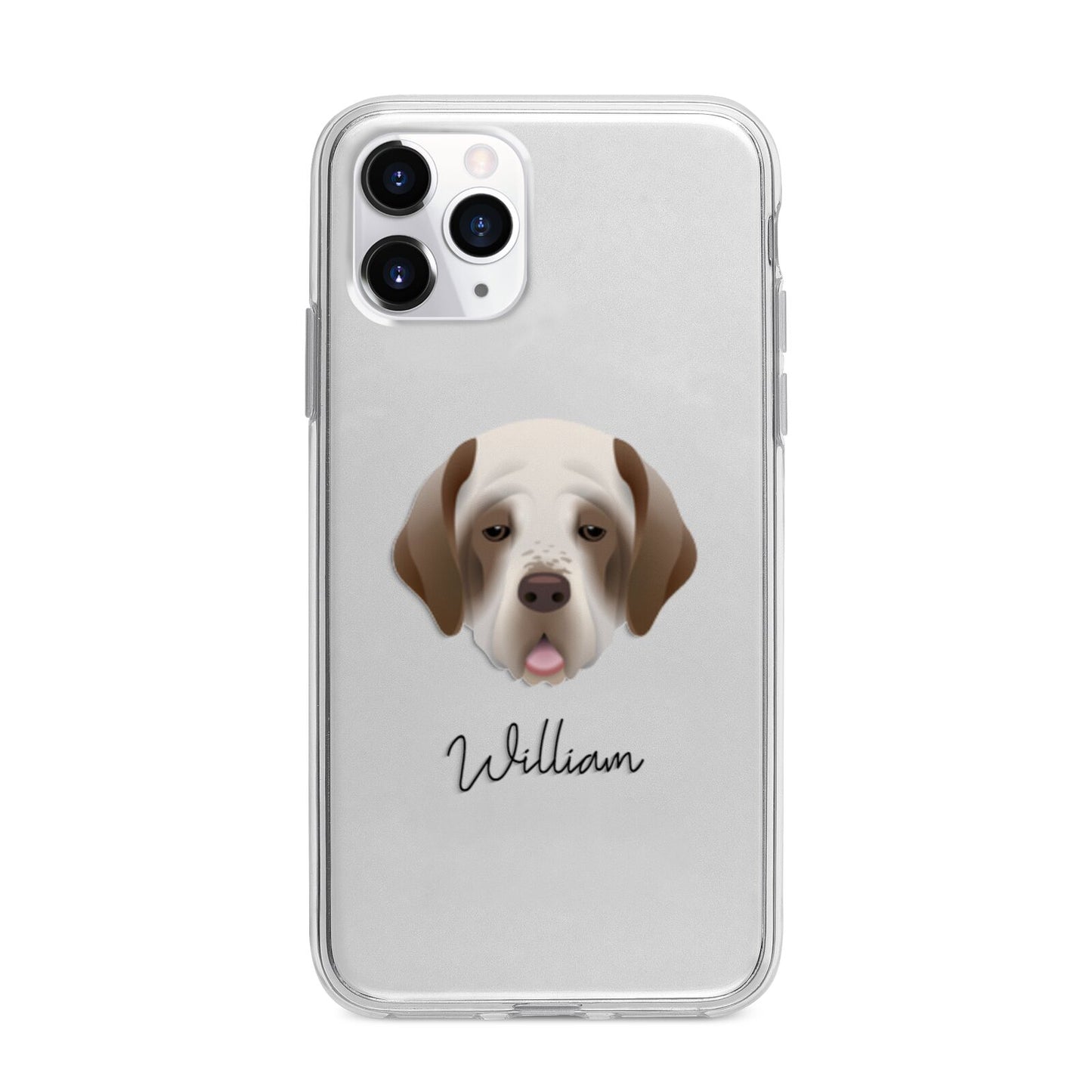 Clumber Spaniel Personalised Apple iPhone 11 Pro Max in Silver with Bumper Case