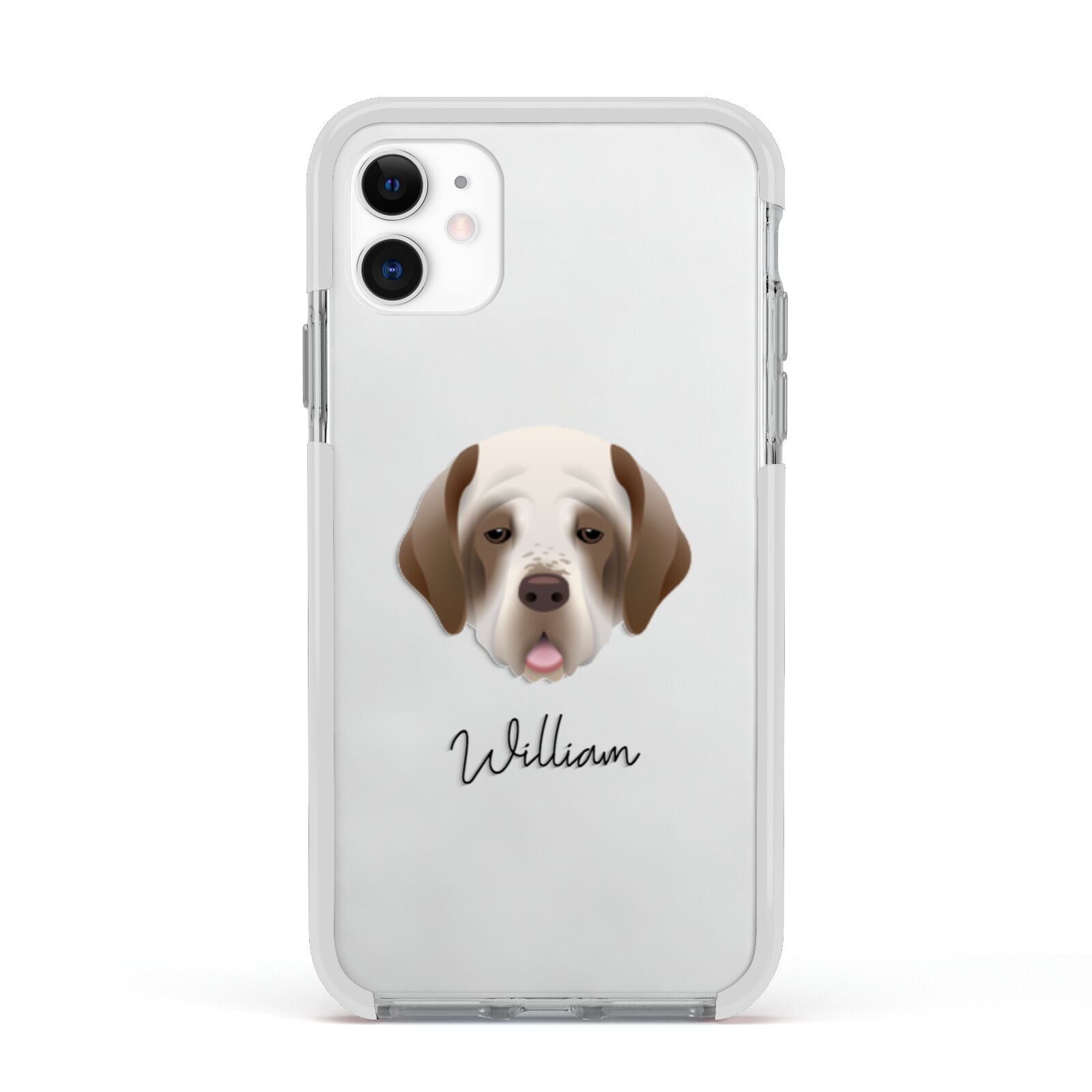 Clumber Spaniel Personalised Apple iPhone 11 in White with White Impact Case