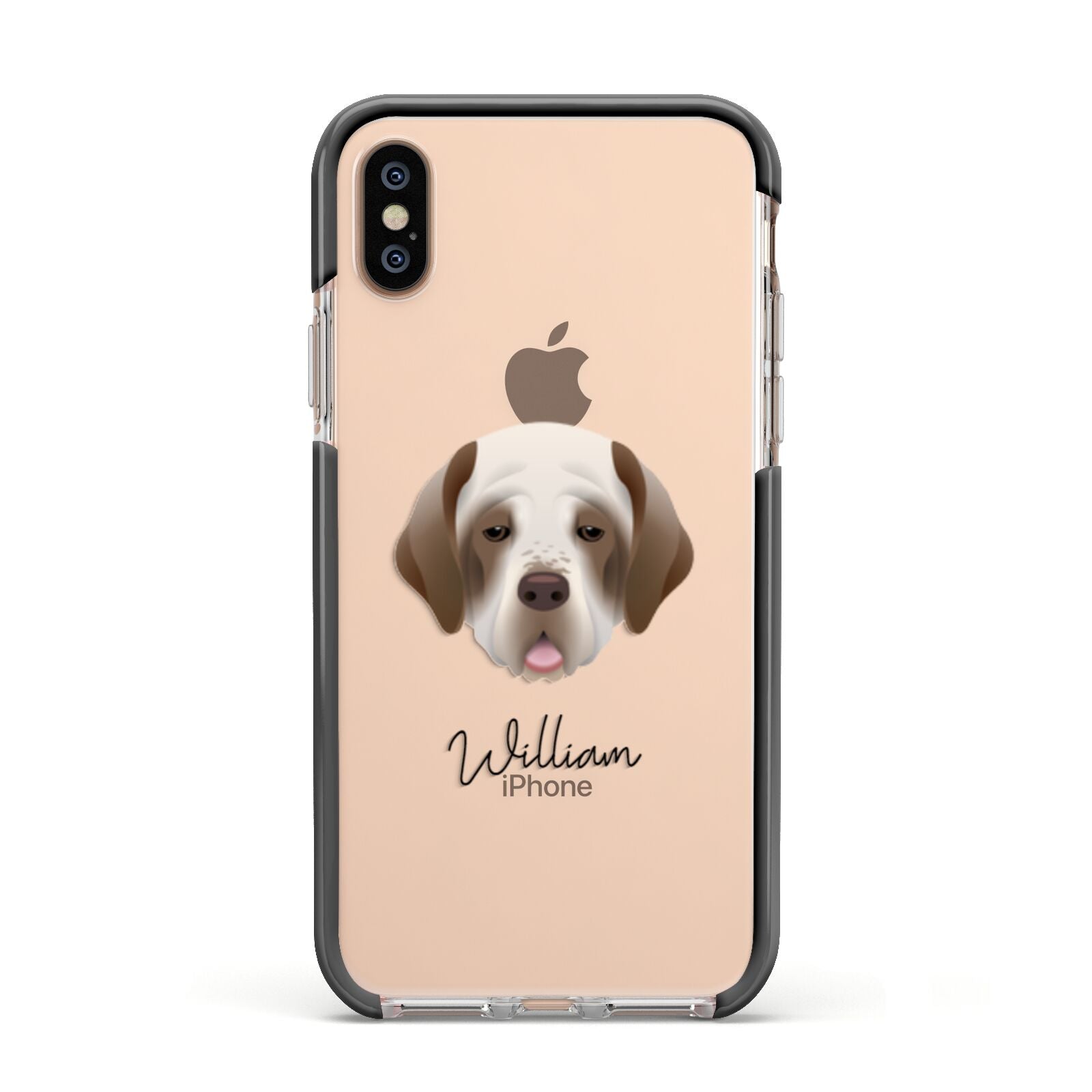 Clumber Spaniel Personalised Apple iPhone Xs Impact Case Black Edge on Gold Phone