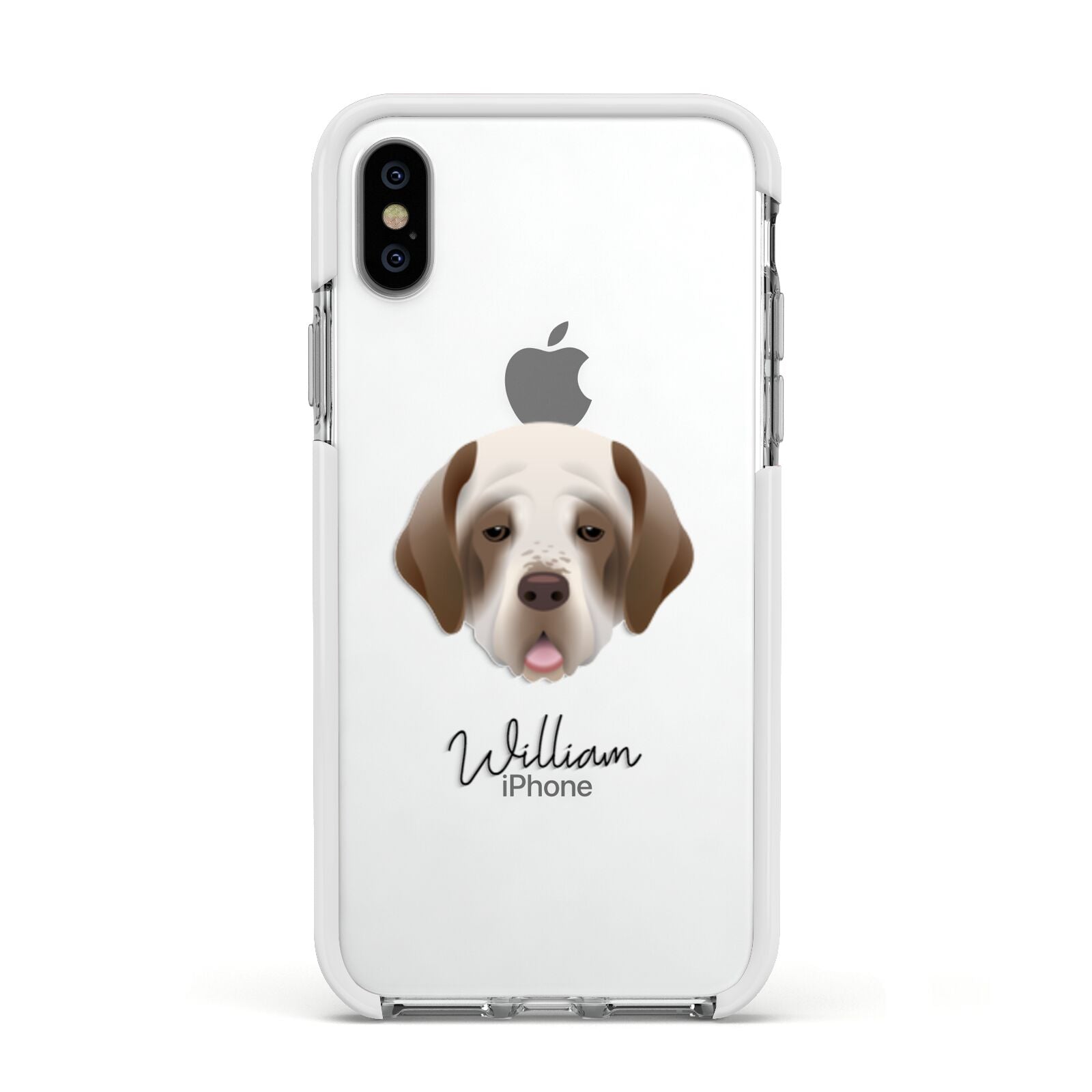 Clumber Spaniel Personalised Apple iPhone Xs Impact Case White Edge on Silver Phone