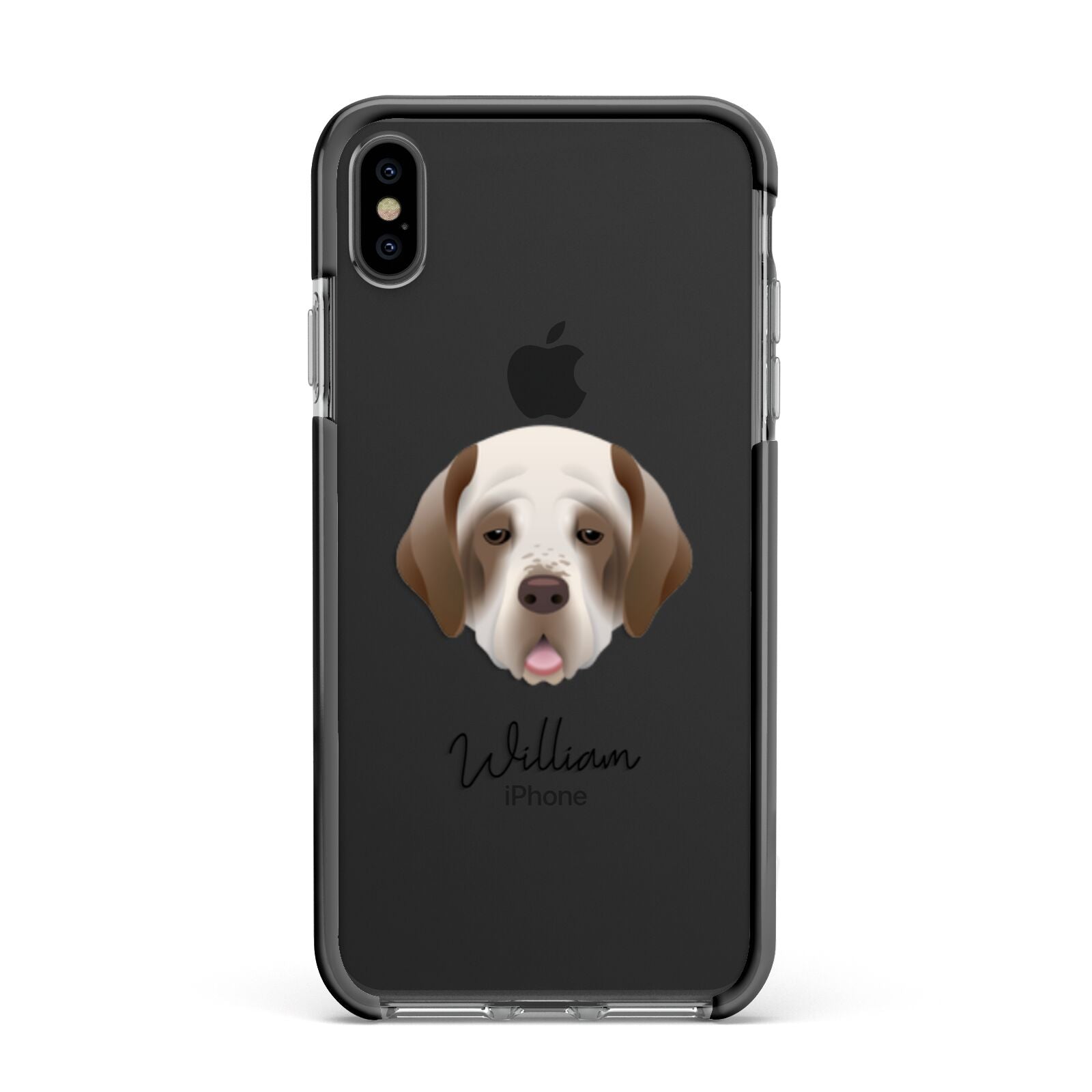Clumber Spaniel Personalised Apple iPhone Xs Max Impact Case Black Edge on Black Phone