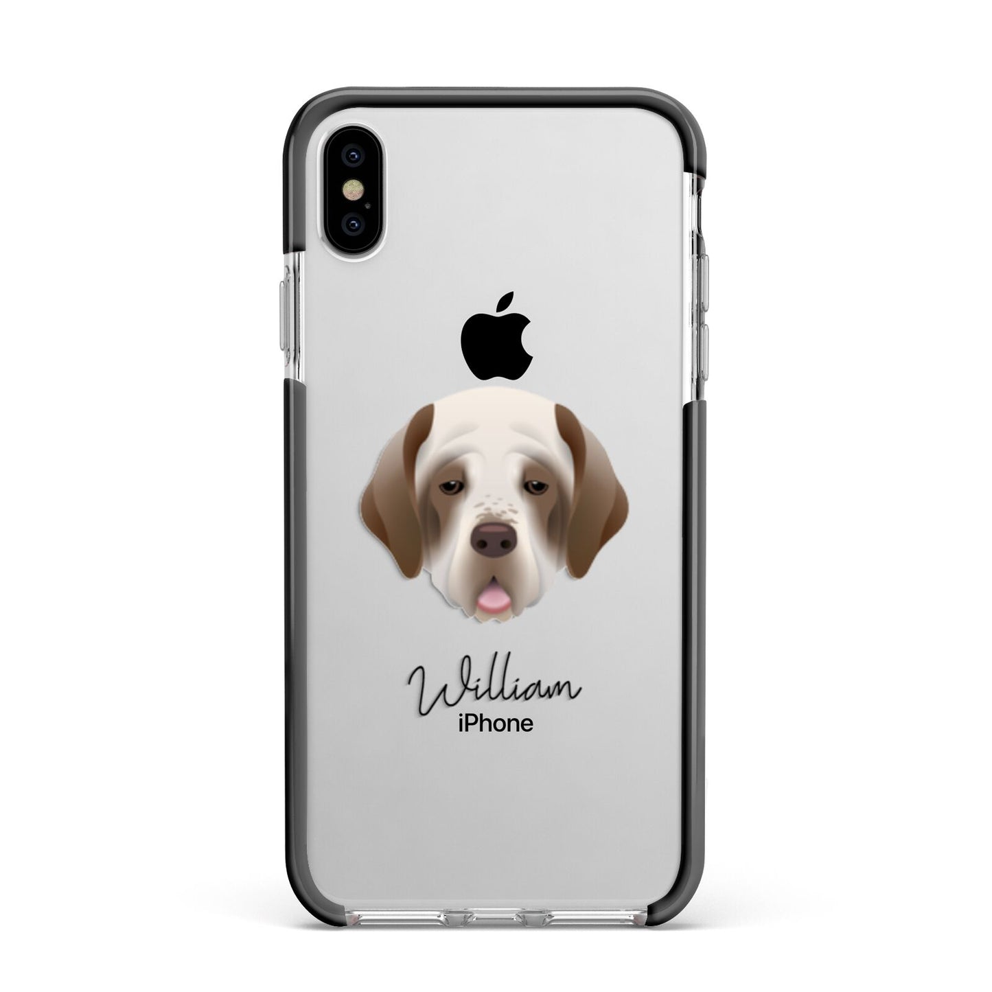 Clumber Spaniel Personalised Apple iPhone Xs Max Impact Case Black Edge on Silver Phone