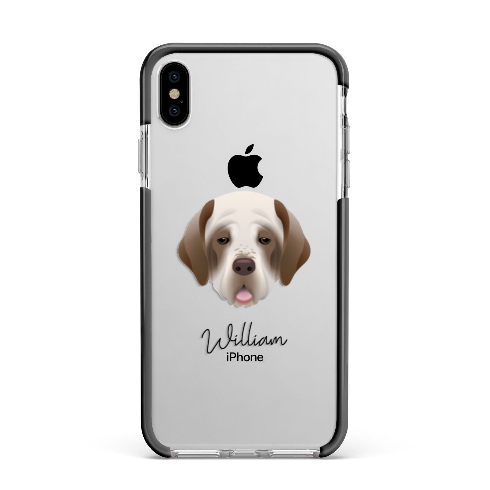 Clumber Spaniel Personalised Apple iPhone Xs Max Impact Case Black Edge on Silver Phone