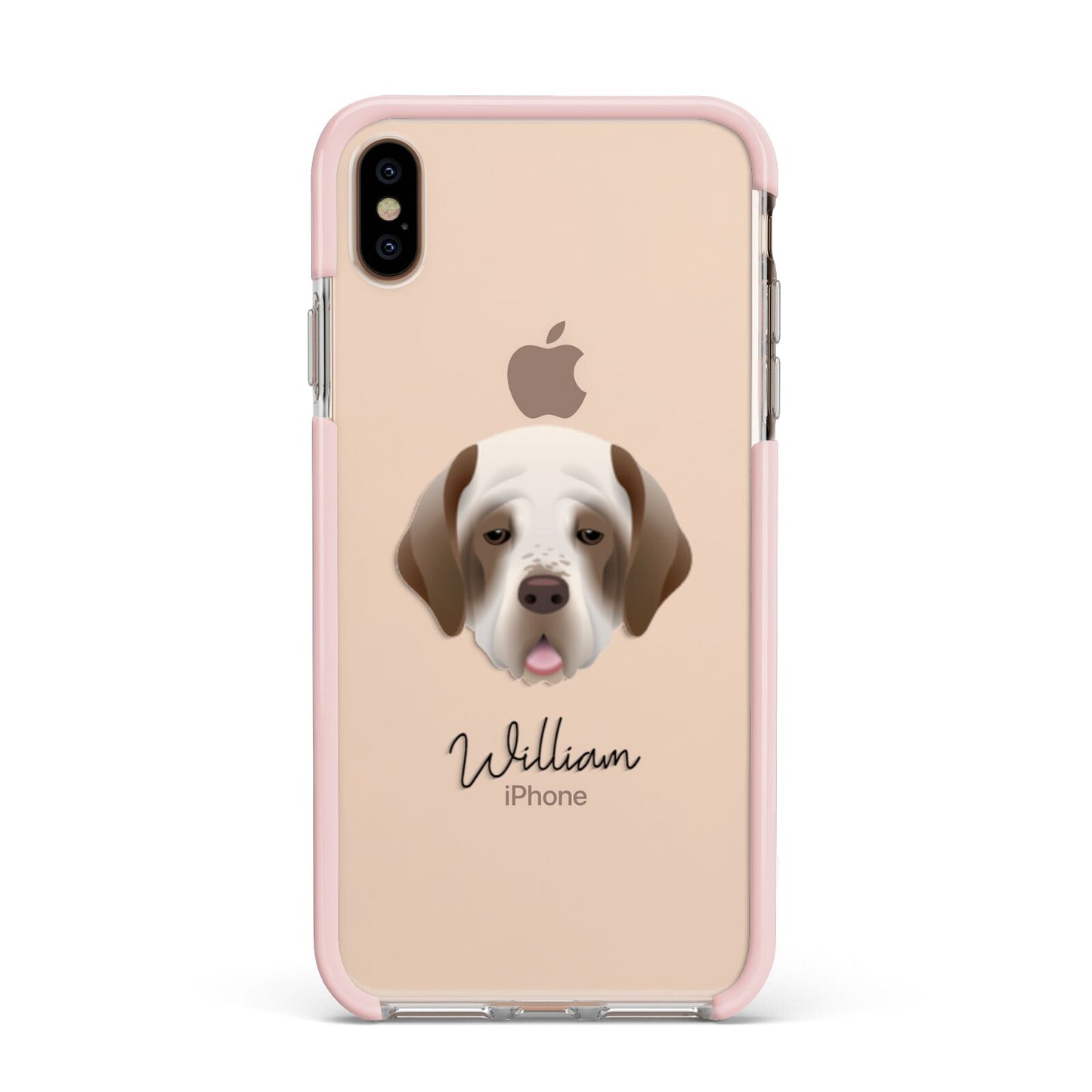 Clumber Spaniel Personalised Apple iPhone Xs Max Impact Case Pink Edge on Gold Phone