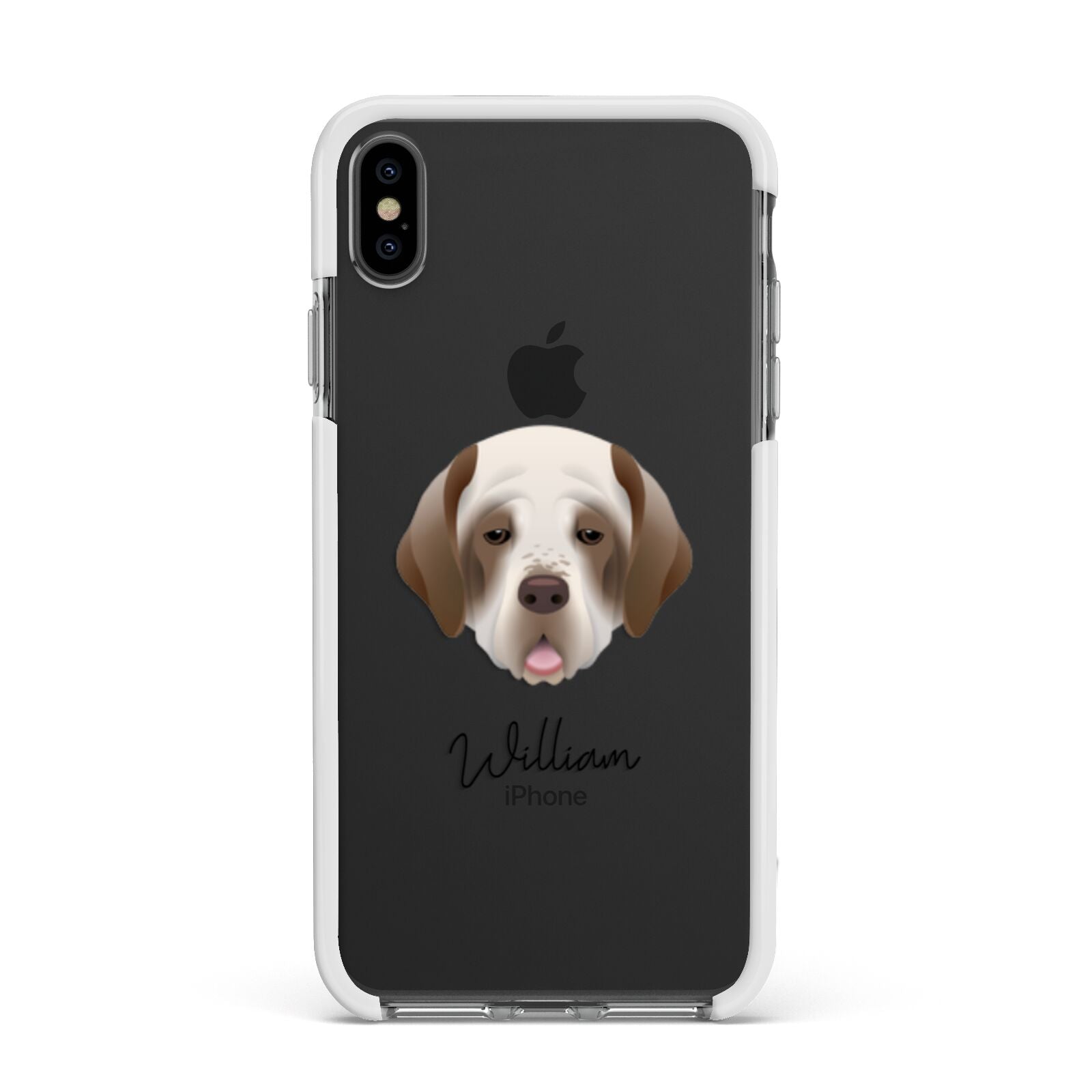 Clumber Spaniel Personalised Apple iPhone Xs Max Impact Case White Edge on Black Phone