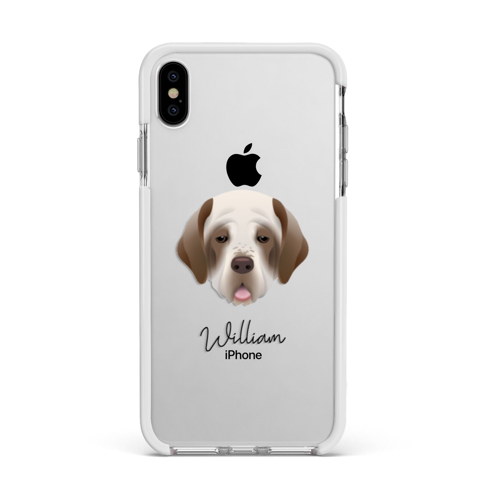 Clumber Spaniel Personalised Apple iPhone Xs Max Impact Case White Edge on Silver Phone