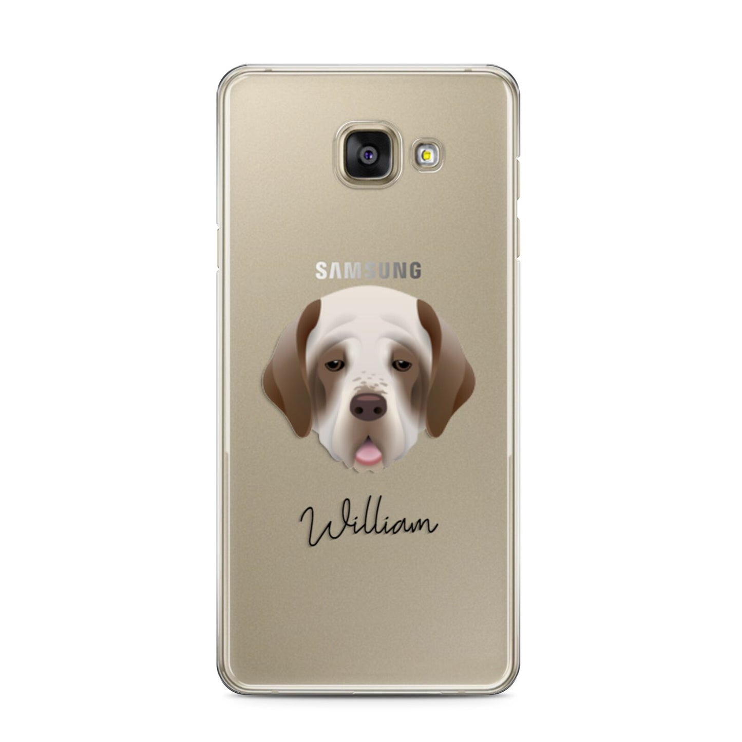 Clumber Spaniel Personalised Samsung Galaxy A3 2016 Case on gold phone