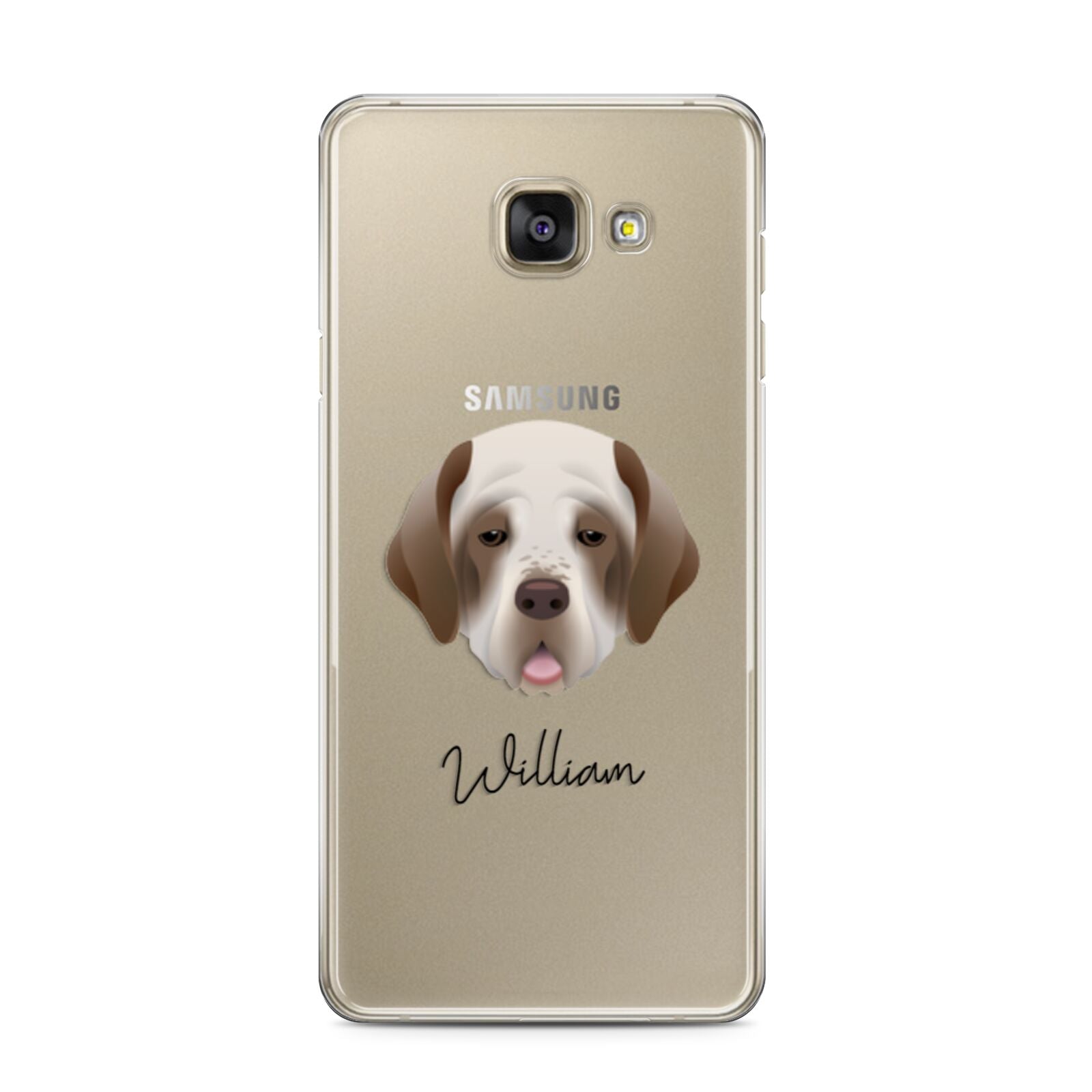 Clumber Spaniel Personalised Samsung Galaxy A3 2016 Case on gold phone