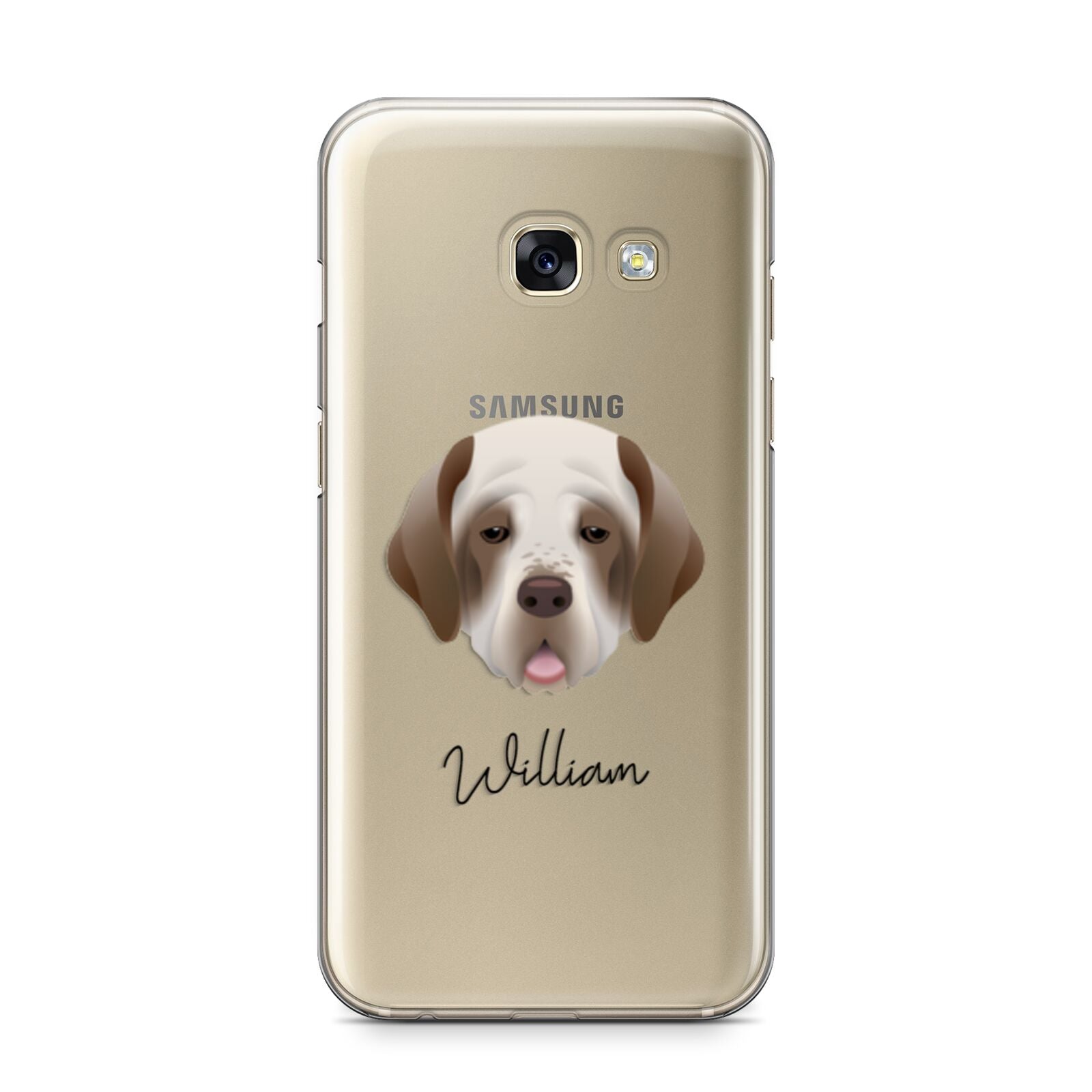 Clumber Spaniel Personalised Samsung Galaxy A3 2017 Case on gold phone