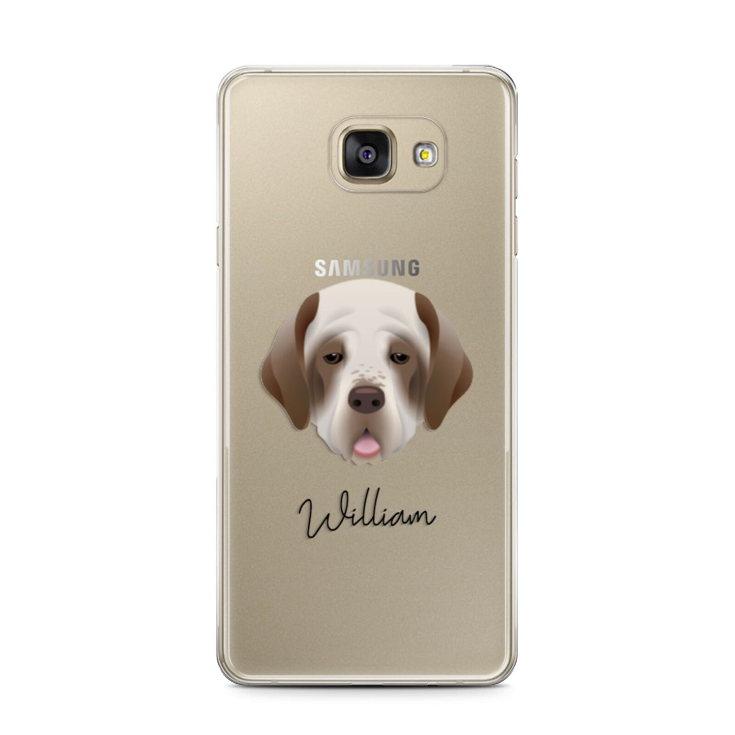 Clumber Spaniel Personalised Samsung Galaxy A7 2016 Case on gold phone